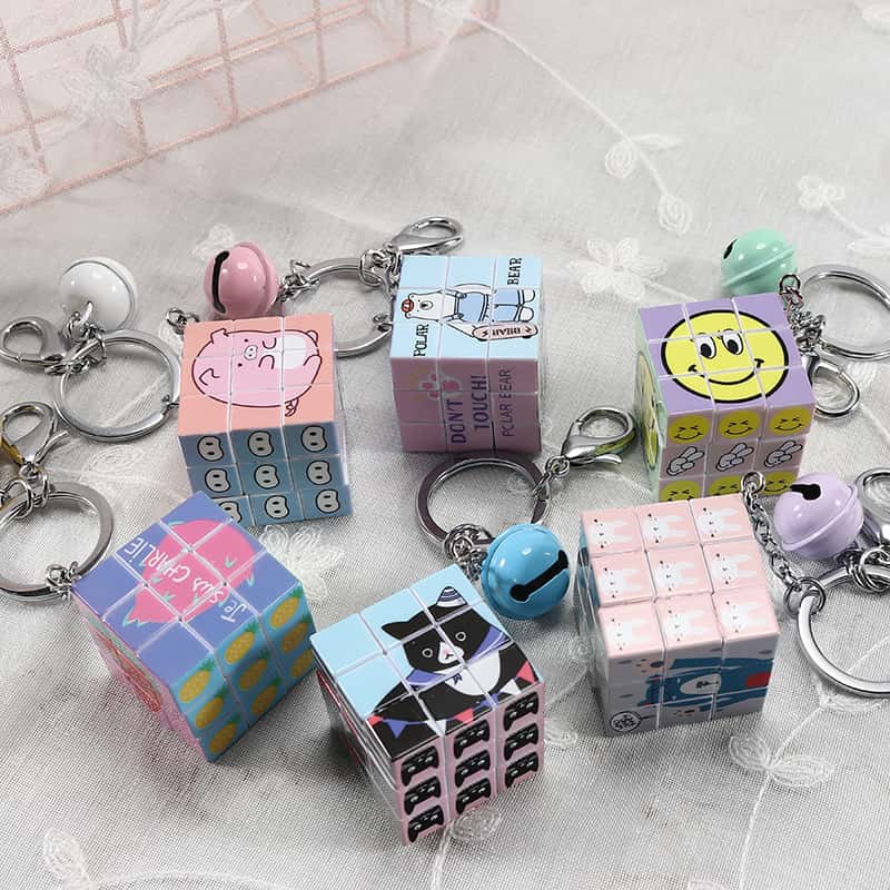 Móc khóa rubik hoạt hình có chuông