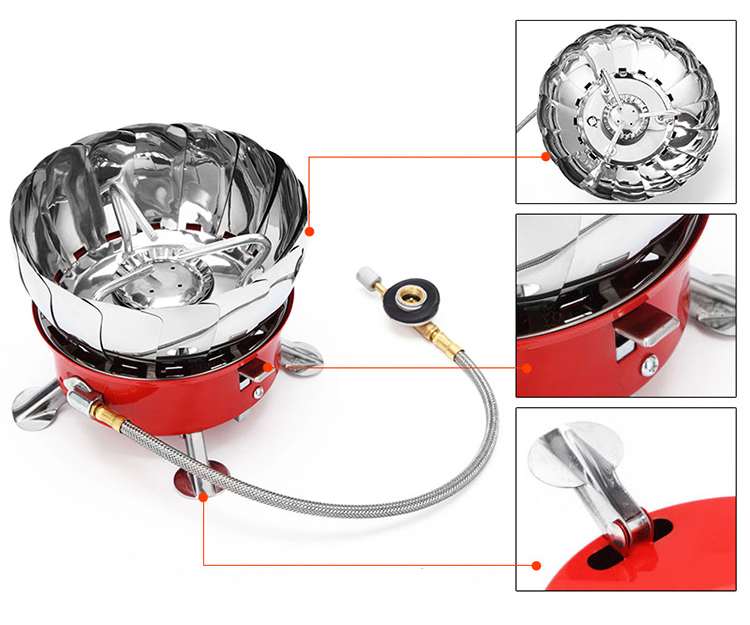 Bếp gas mini chắn gió gấp gọn có dây