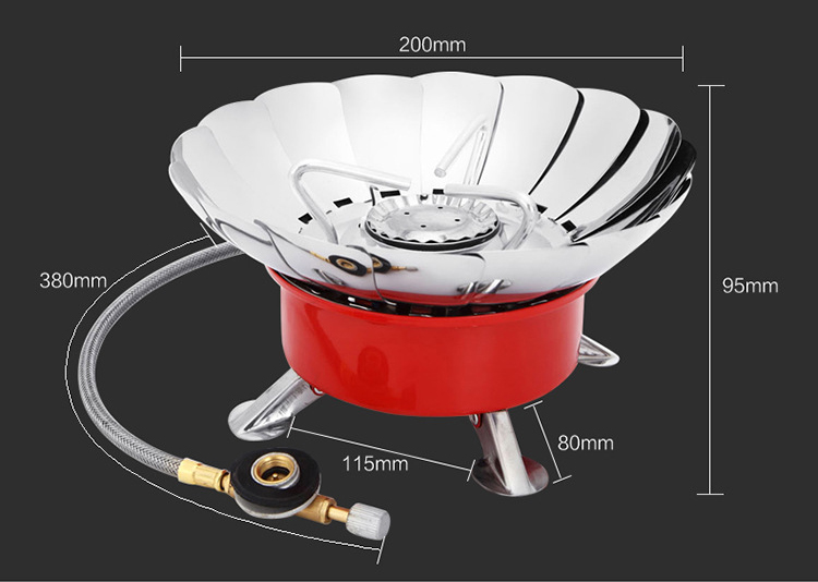 Bếp gas mini chắn gió gấp gọn có dây