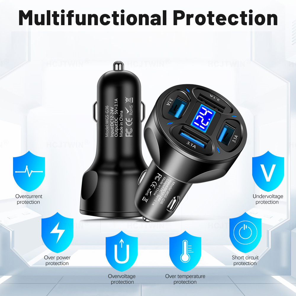 Cóc sạc xe ô tô 4 cổng USB 3.1A WGS-G36