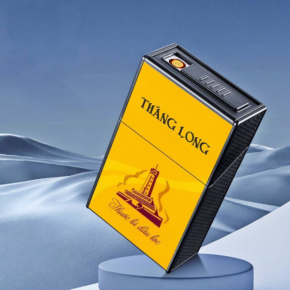 Bật lửa điện kiêm hộp thuốc in nhãn hiệu Thăng Long