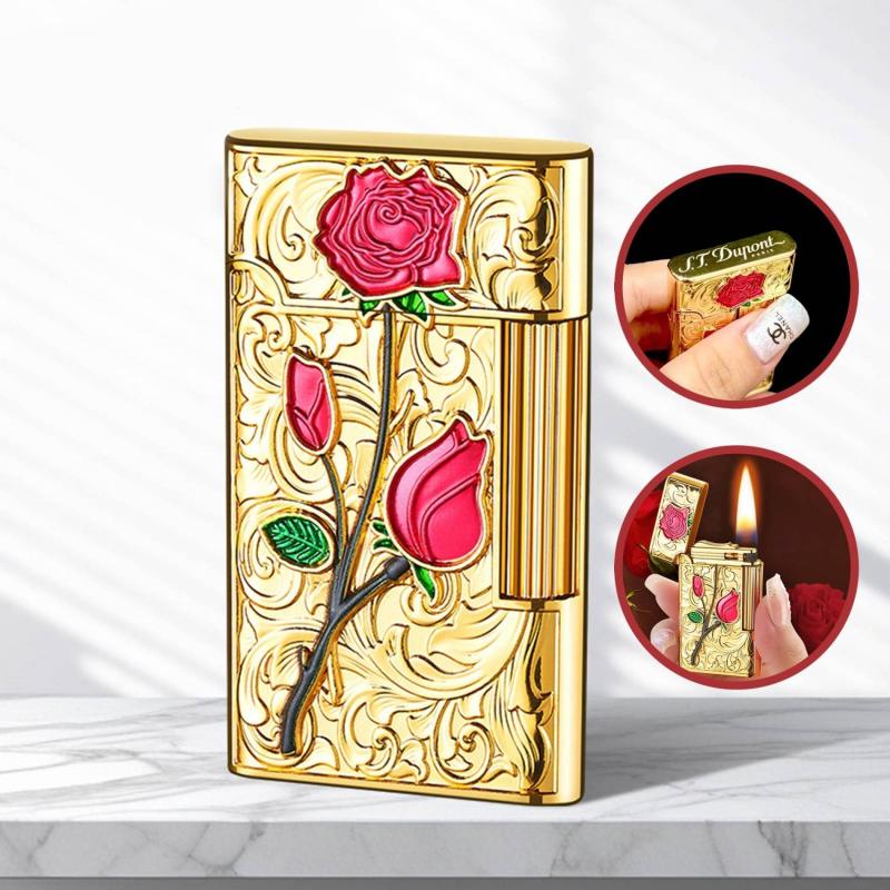 Bật lửa hoa hồng dập nổi xài xăng
