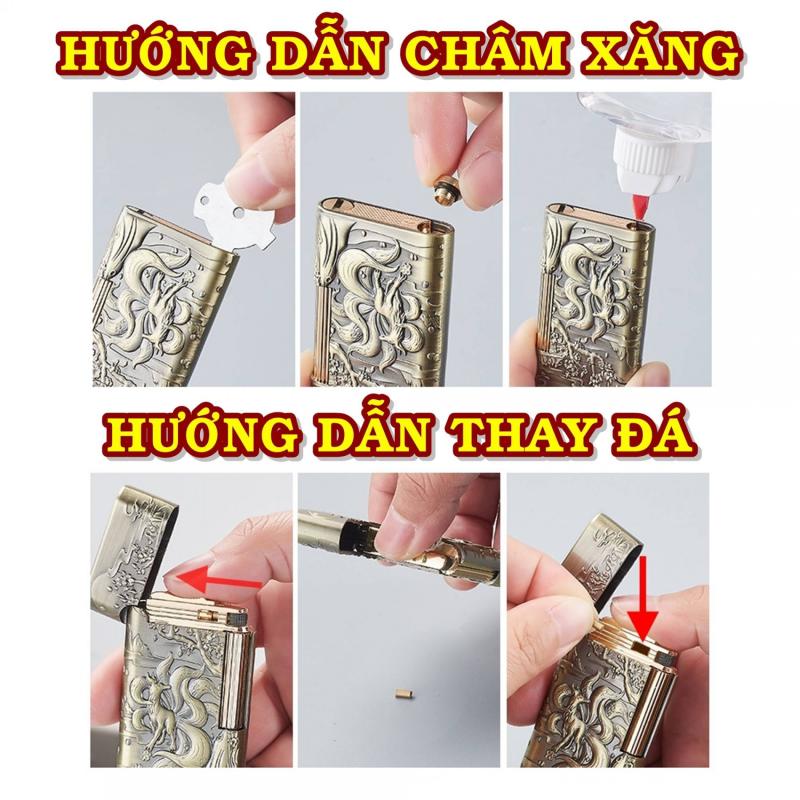 Bật lửa Dupont hình hồ ly 9 đuôi dập nổi 2 mặt dùng xăng
