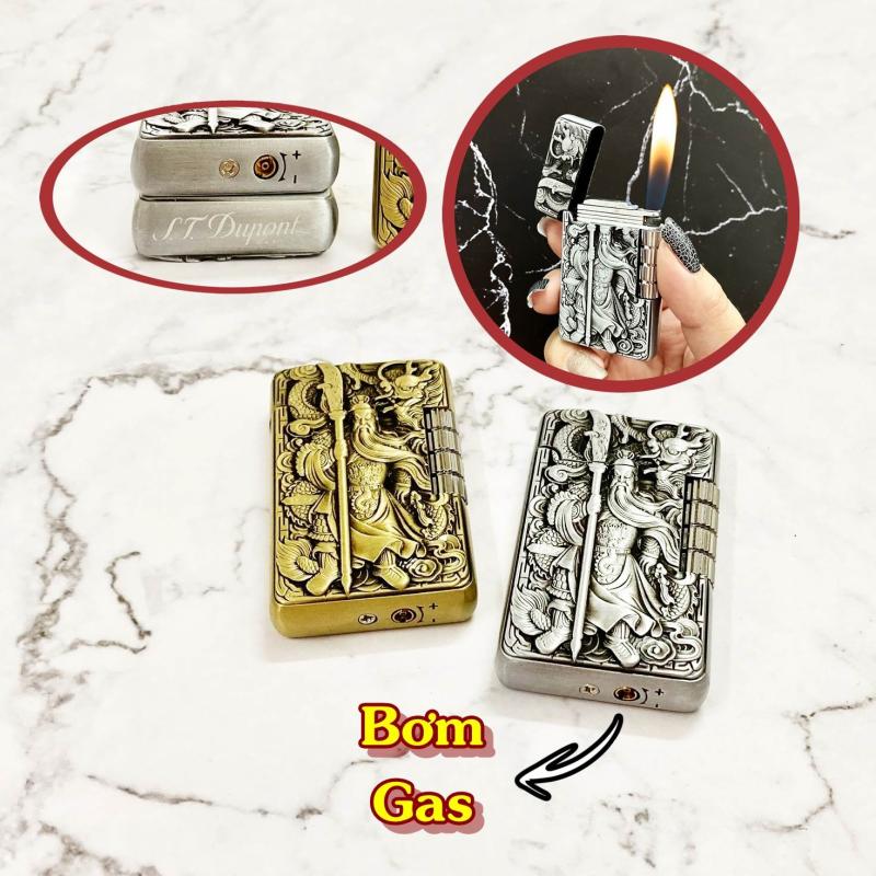 Bật lửa Dupont hình Quan Công bằng đồng M-17 dùng gas