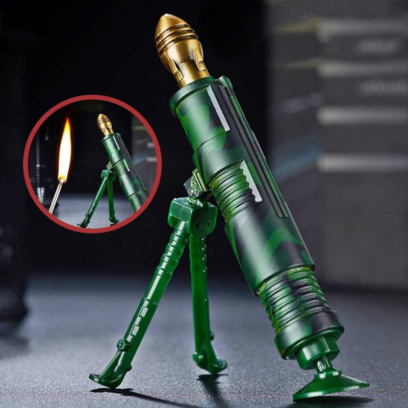 Combo 2 bật lửa súng cối + máy bay kim loại diêm xăng quân đội