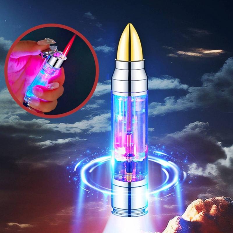 Bật lửa hình viên đạn trong suốt (có đèn nhấp nháy xài gas)