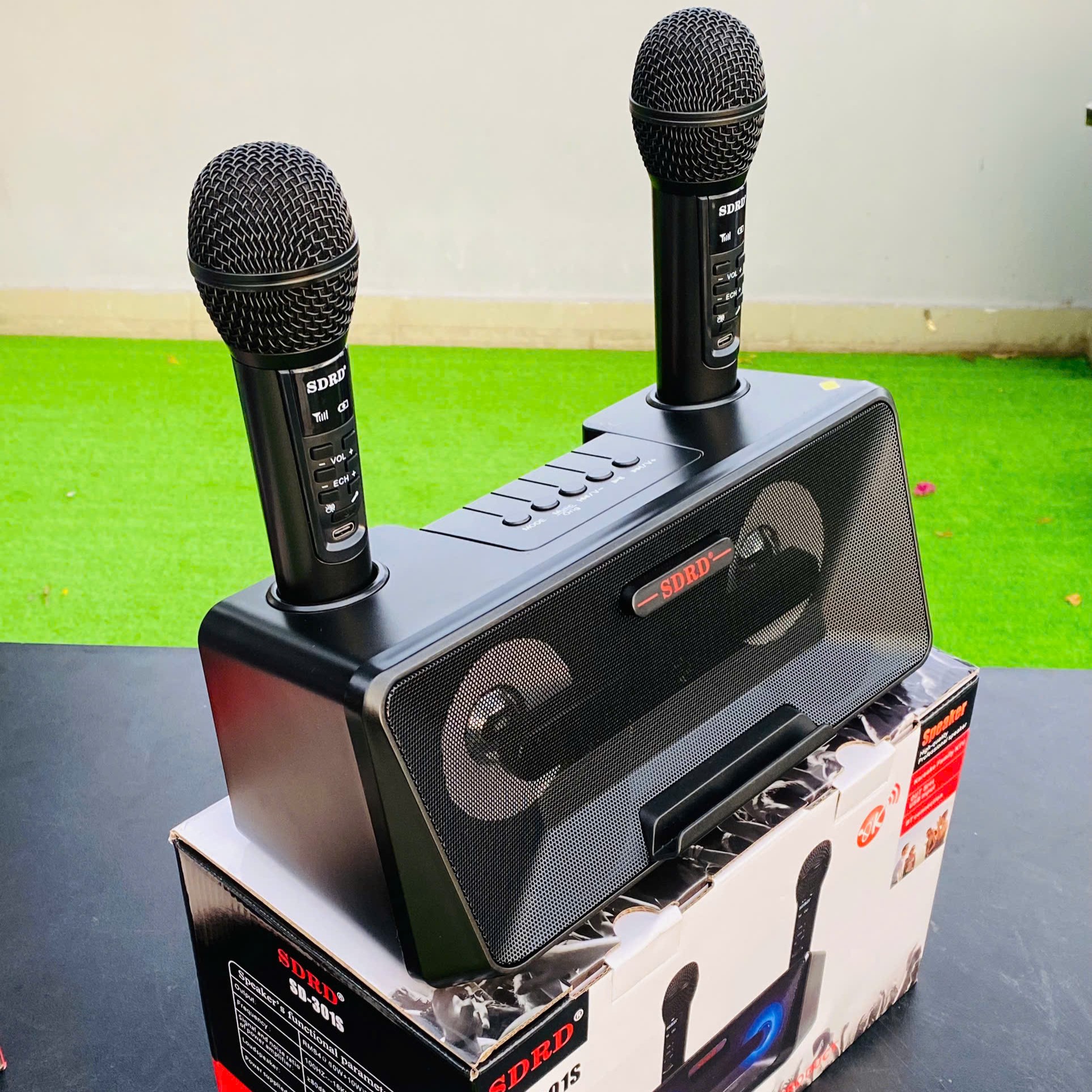 Loa karaoke mini SD-301S kèm 2 micro không dây