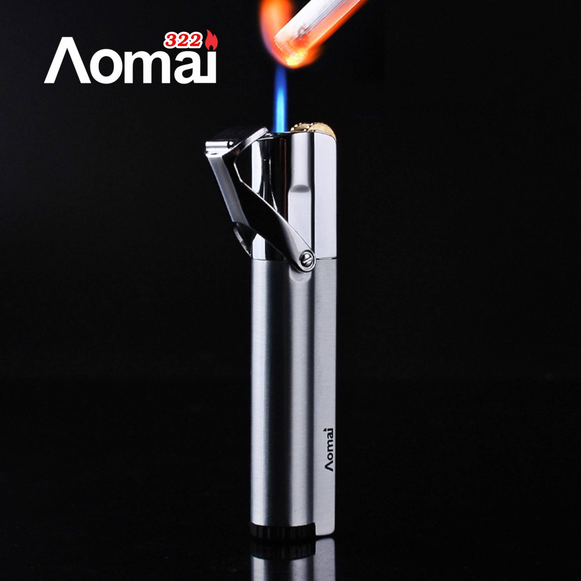 Bật lửa Aomai gas đá rãnh tay AM322 dùng gas