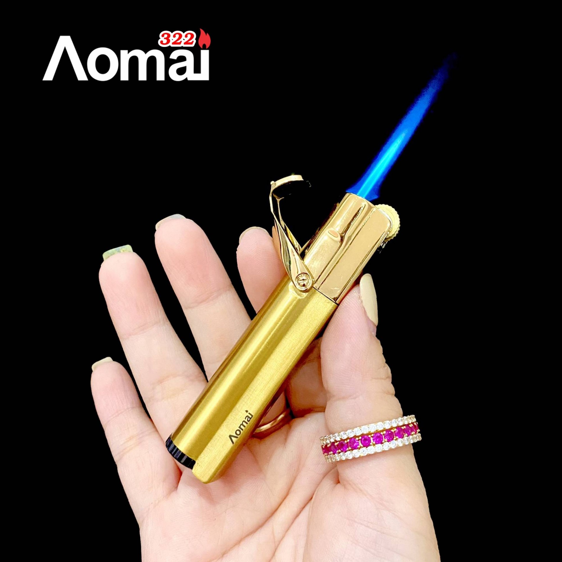 Bật lửa Aomai gas đá rãnh tay AM322 dùng gas