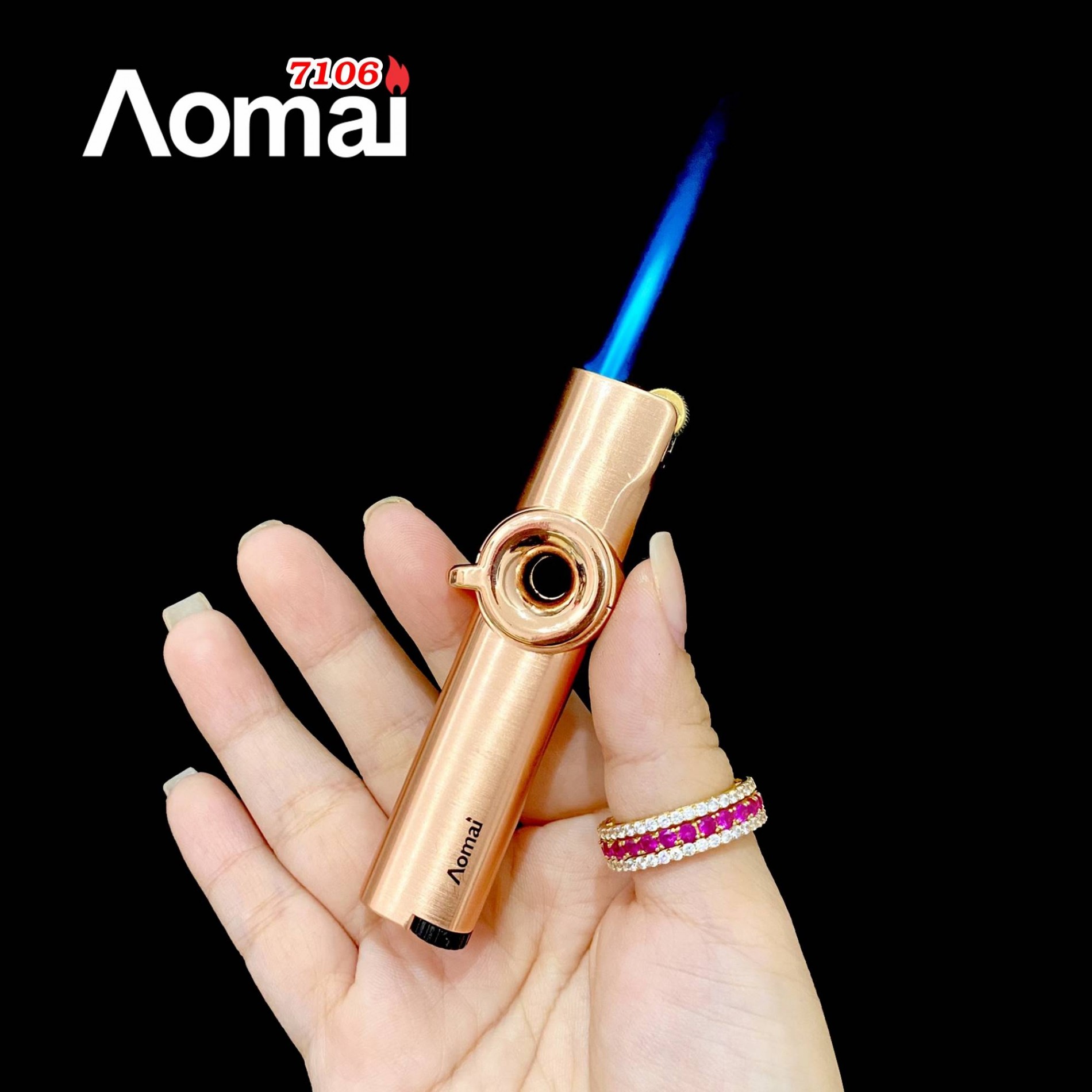 Bật lửa Aomai gas đá rãnh tay AM7106