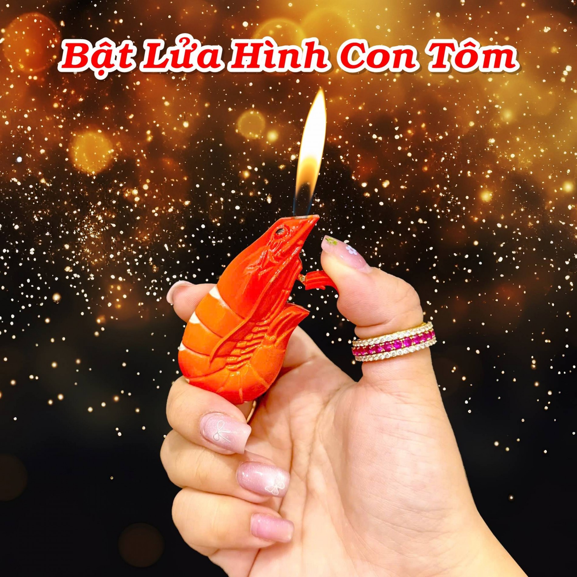 Bật lửa hình con tôm bằng kim loại xài gas