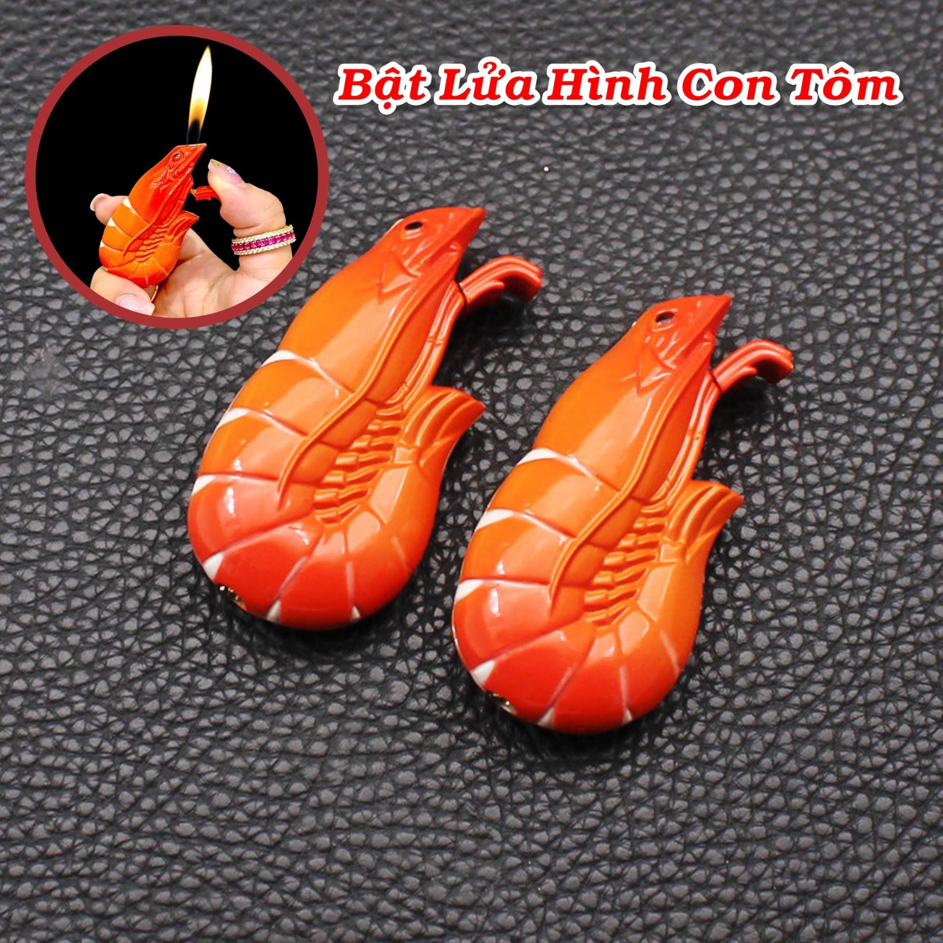 Bật lửa hình con tôm bằng kim loại xài gas