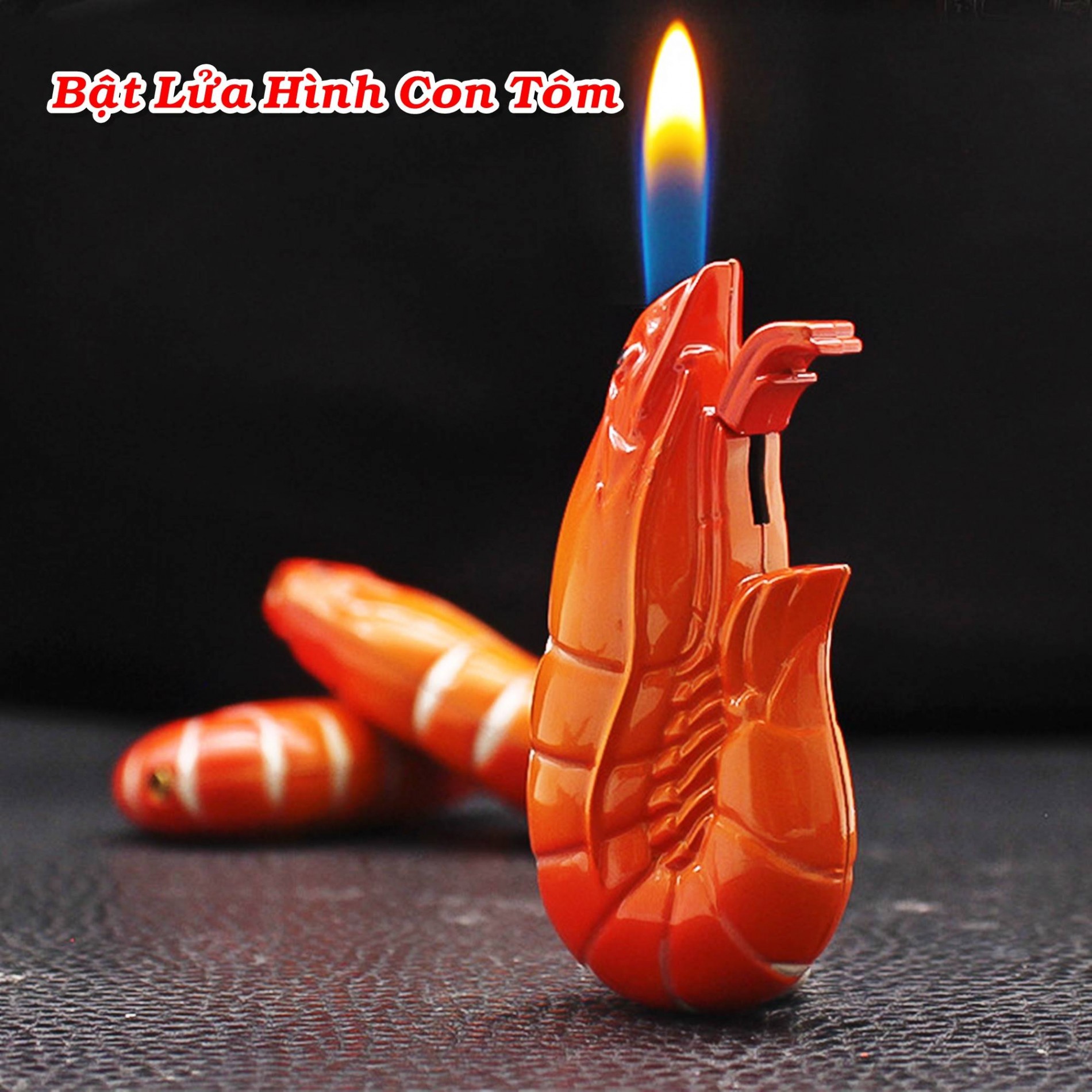 Bật lửa hình con tôm bằng kim loại xài gas