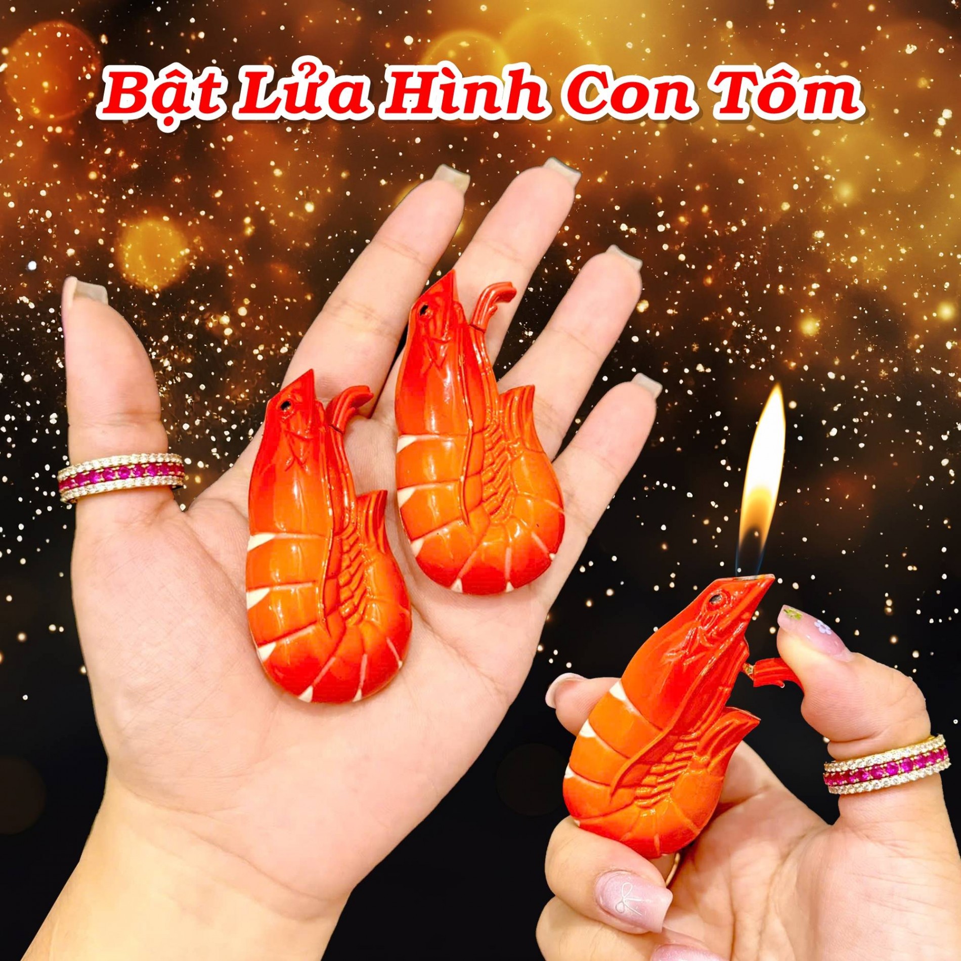 Bật lửa hình con tôm bằng kim loại xài gas