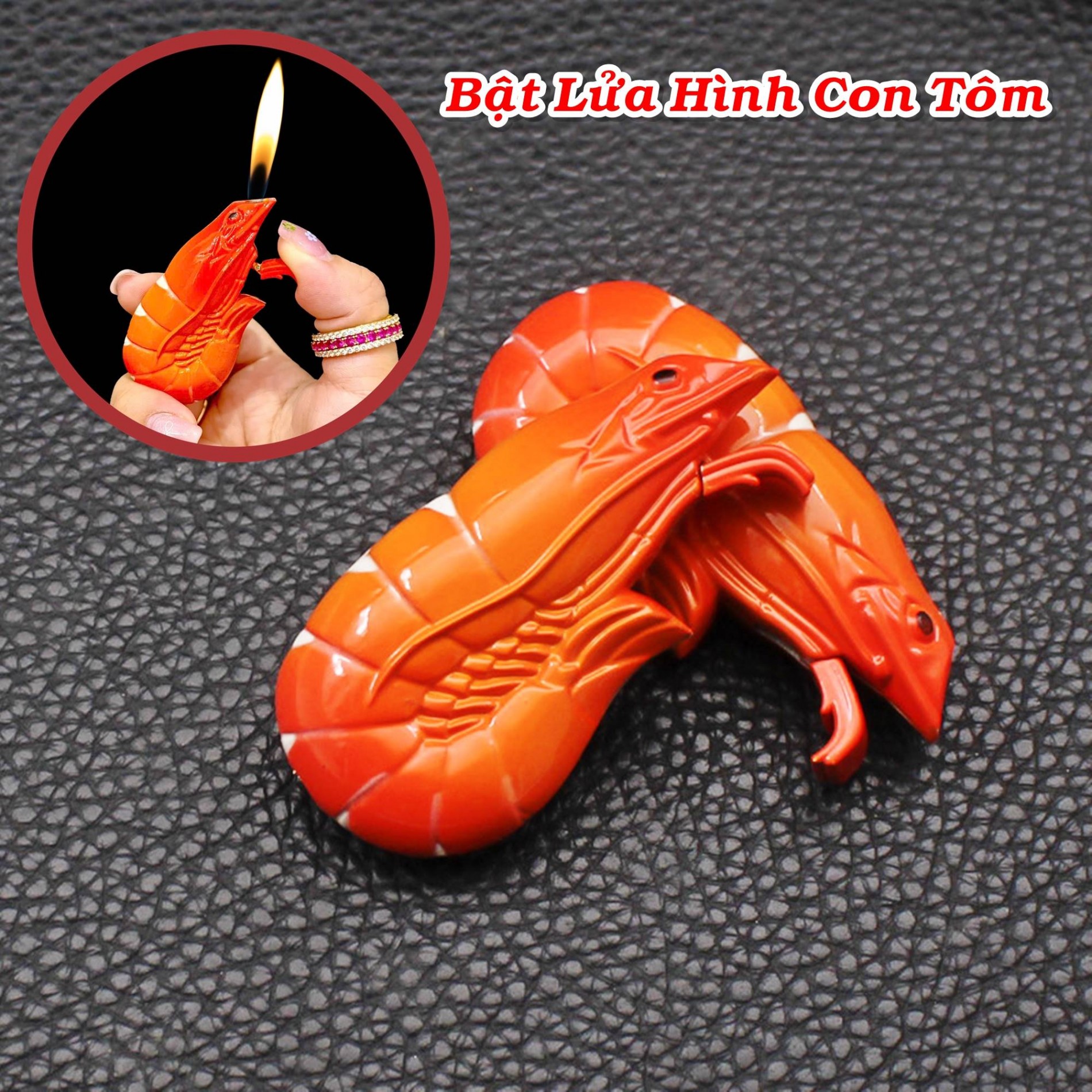 Bật lửa hình con tôm bằng kim loại xài gas