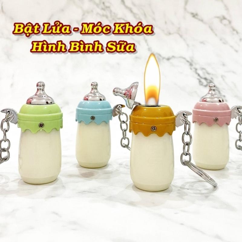 Bật lửa hình bình sữa xài gas có móc khóa