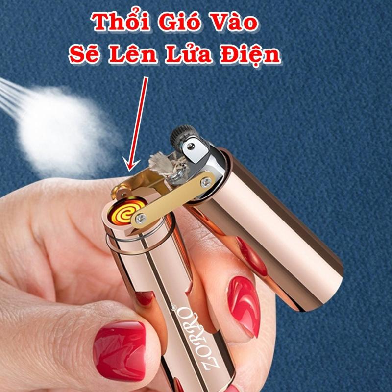 Bật lửa hình côn nhị khúc 2 chế độ lửa điện và xăng