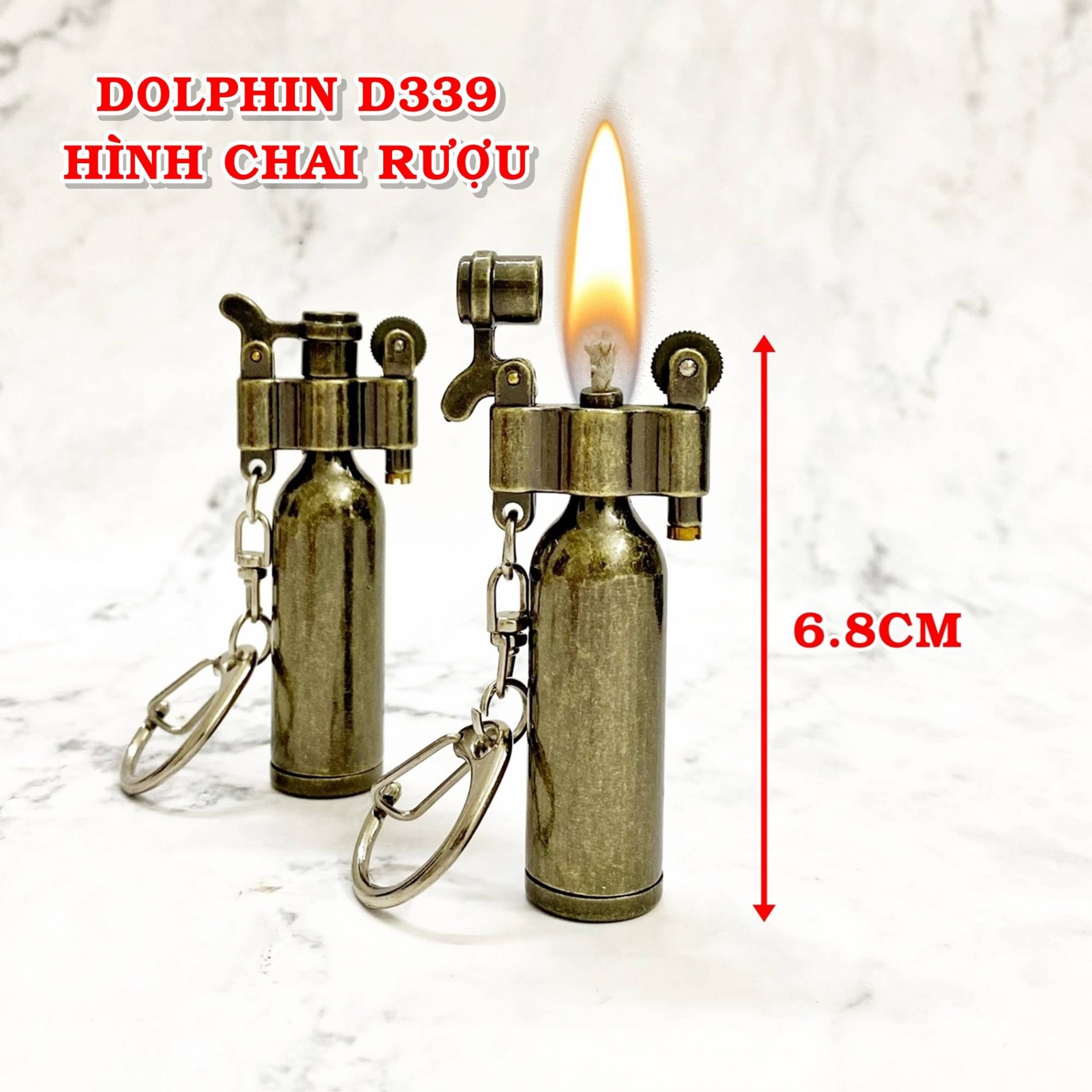 Bật lửa hình chay rượu D339 có hộp dùng xăng