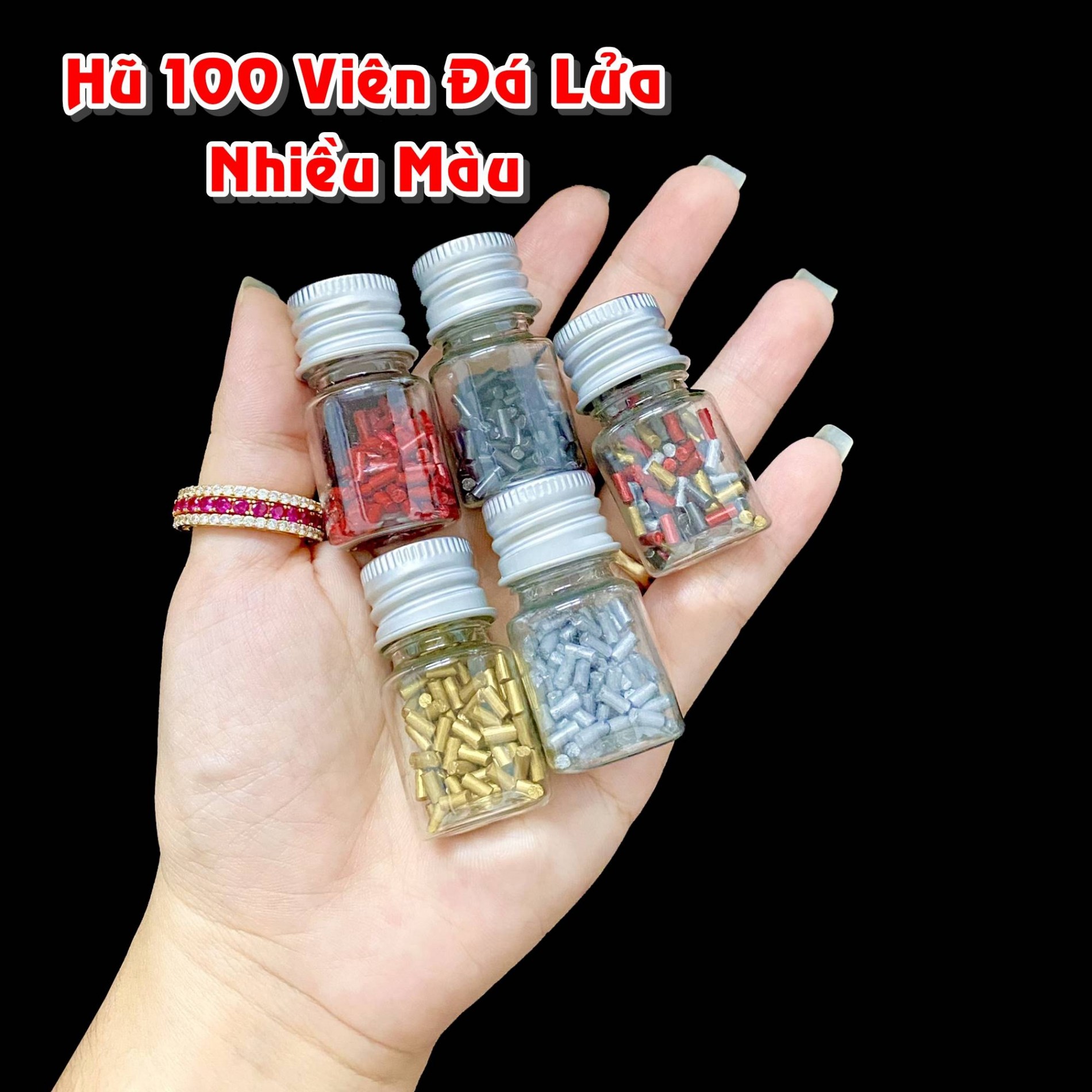 Hũ 100 viên đá lửa màu đỏ (đá đỏ)