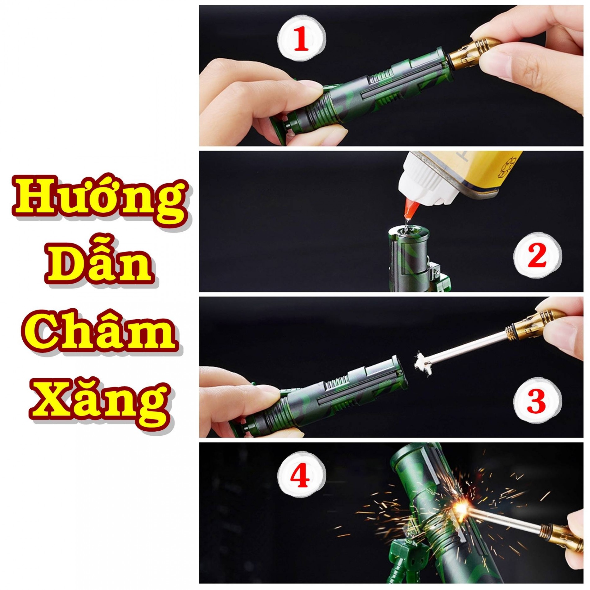 Combo 2 bật lửa súng cối + máy bay kim loại diêm xăng quân đội