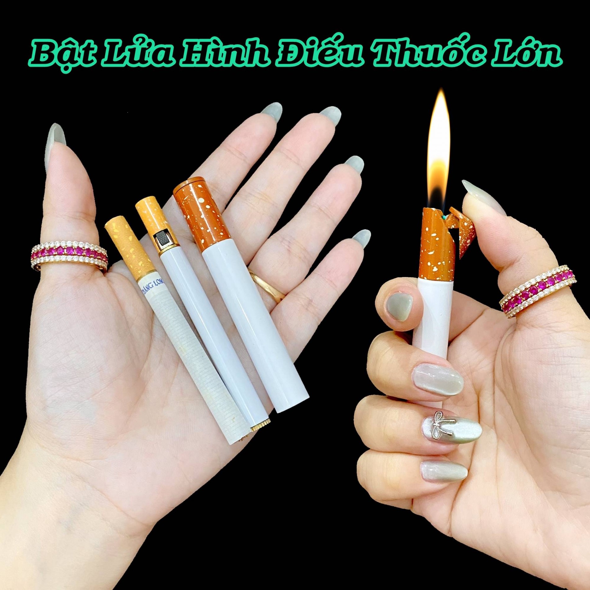 Bật lửa hình điếu thuốc lớn bằng kim loại dùng gas