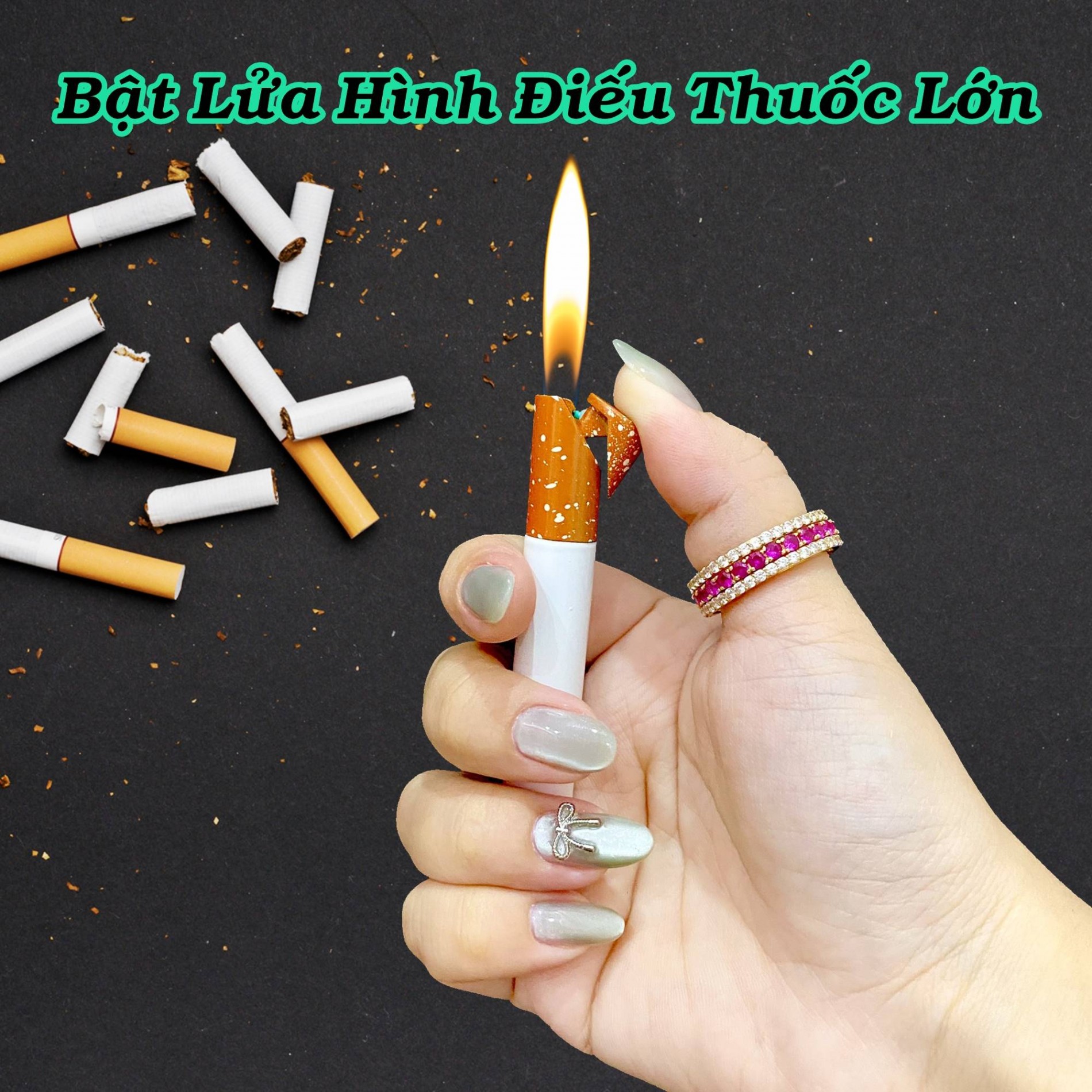 Bật lửa hình điếu thuốc lớn bằng kim loại dùng gas