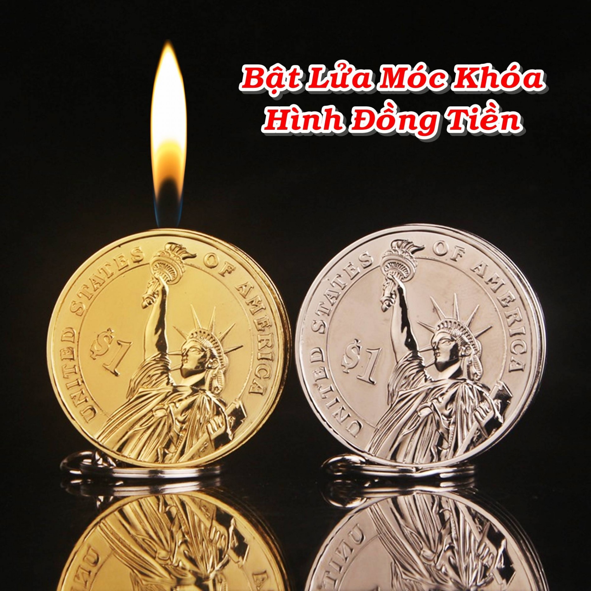 Bật lửa hình đồng tiền kim loại dùng gas