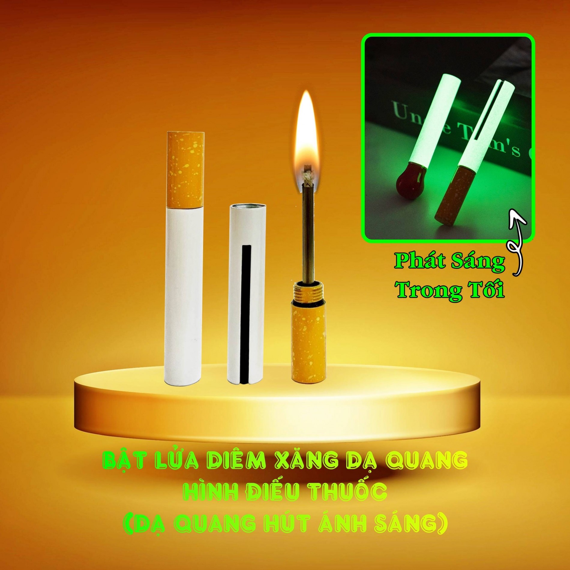 Bật lửa diêm xăng dạ quang hình điếu thuốc xài xăng