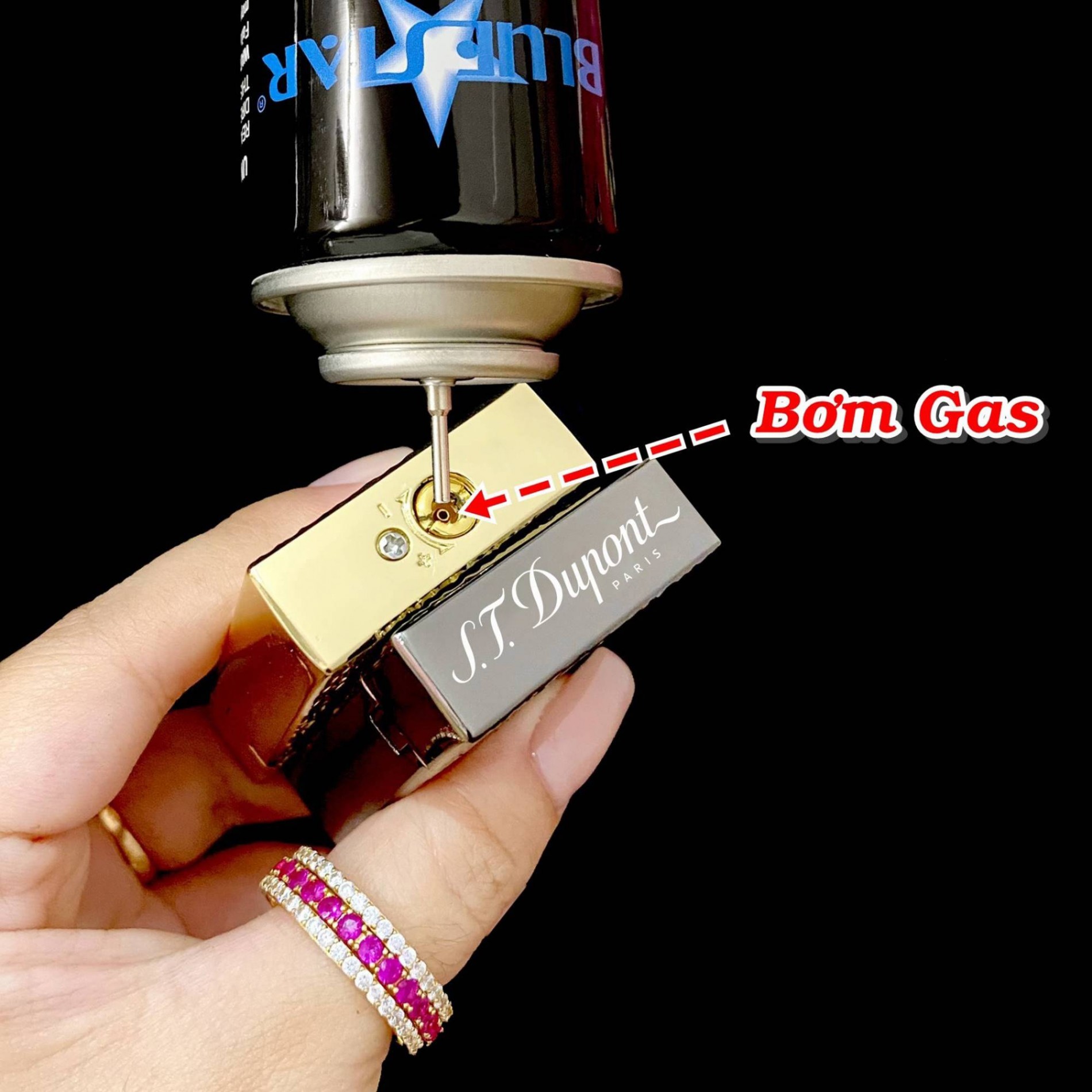 Bật lửa Dupont 2 chế độ lửa hoa văn cổ điển M-72 xài gas