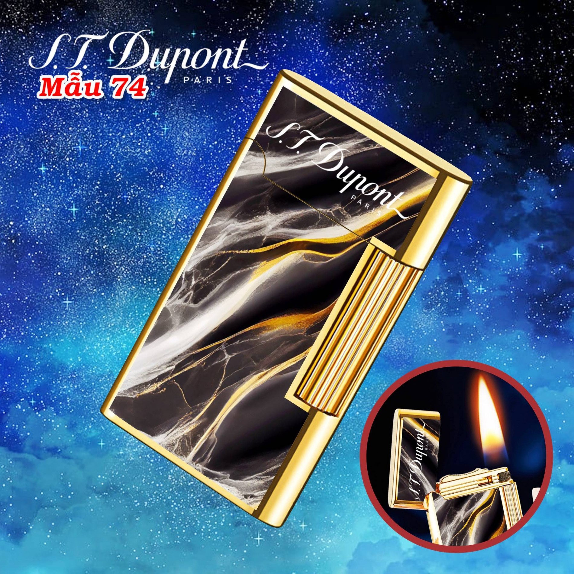 Bật lửa vân đá M-74 xài xăng