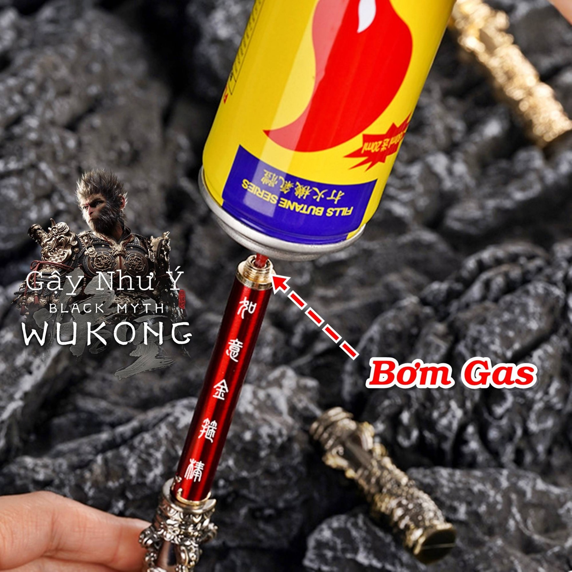 Bật lửa hình gậy như ý Tôn Ngộ Không xài gas