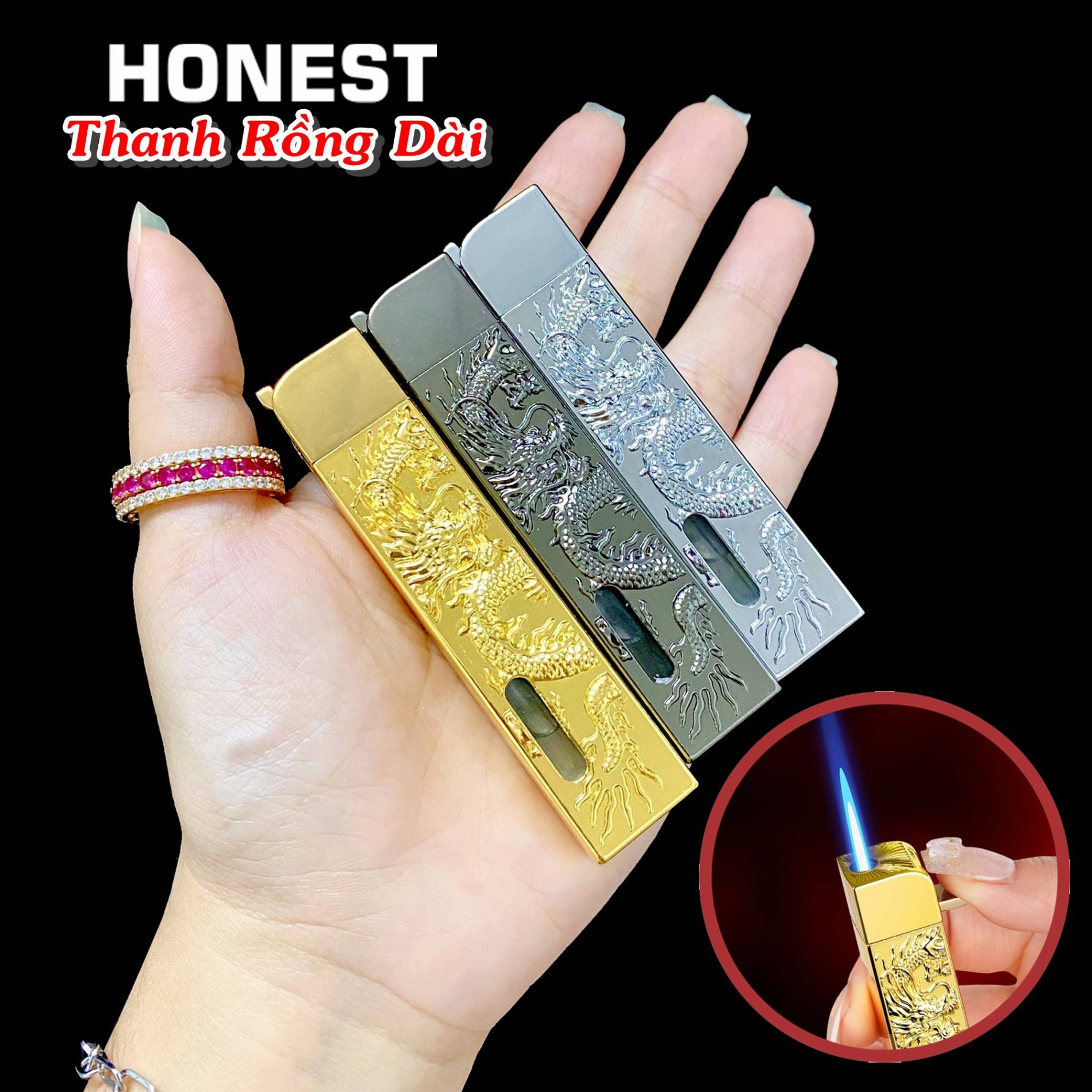 Bật lửa khè Honest hình thanh rồng dài dùng gas