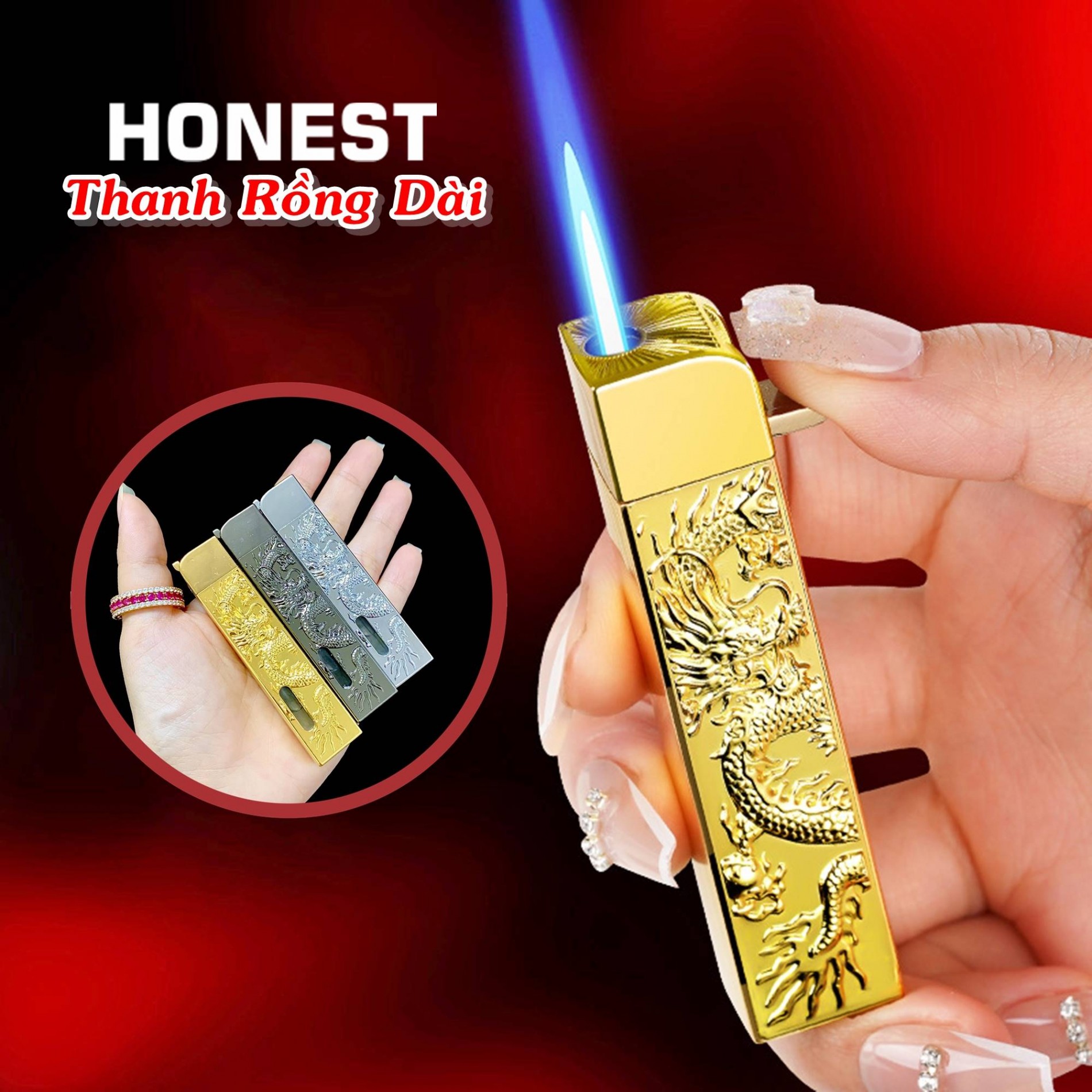 Bật lửa khè Honest hình thanh rồng dài dùng gas