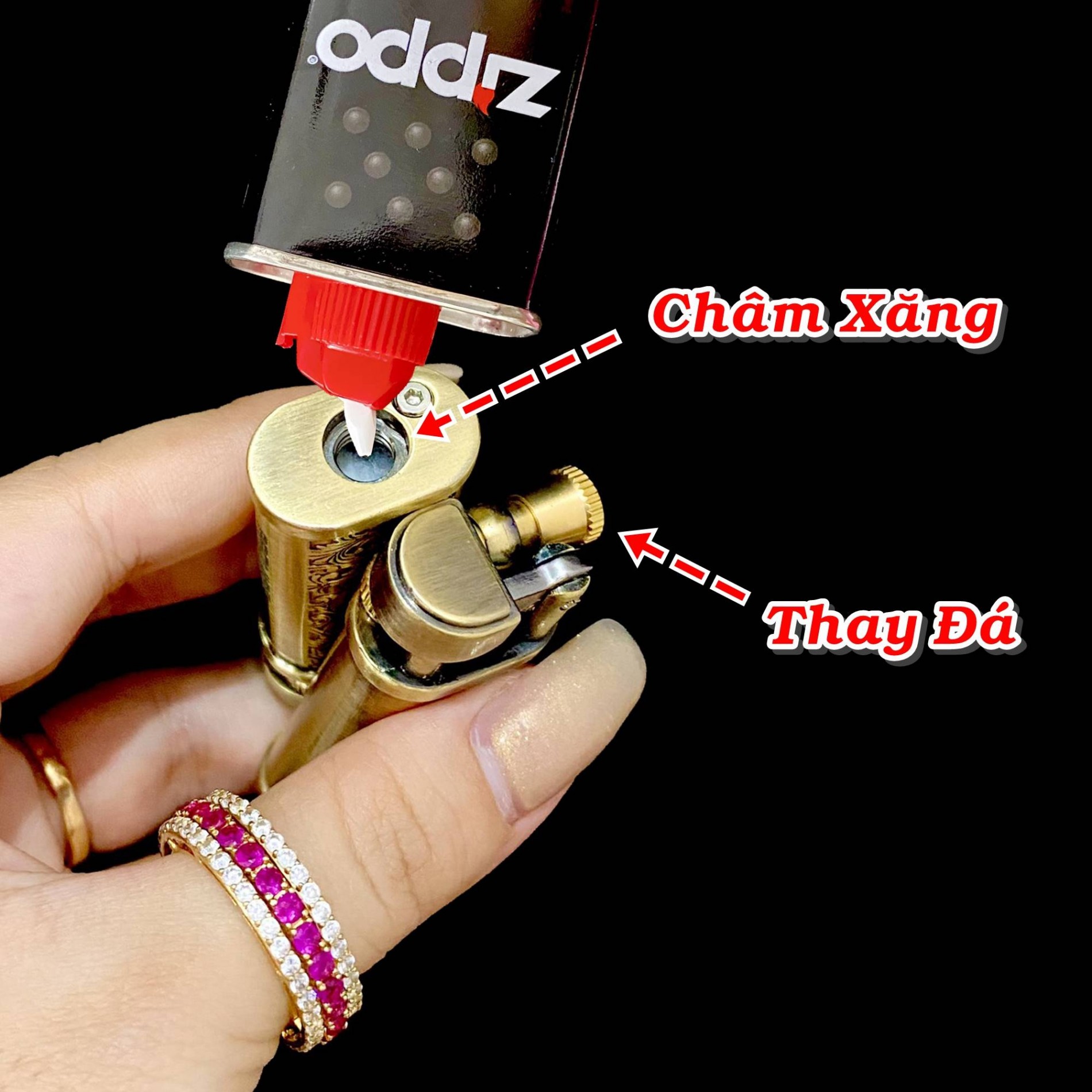 Bật lửa Promise xăng đá PR130 đánh lửa ngang - dùng xăng