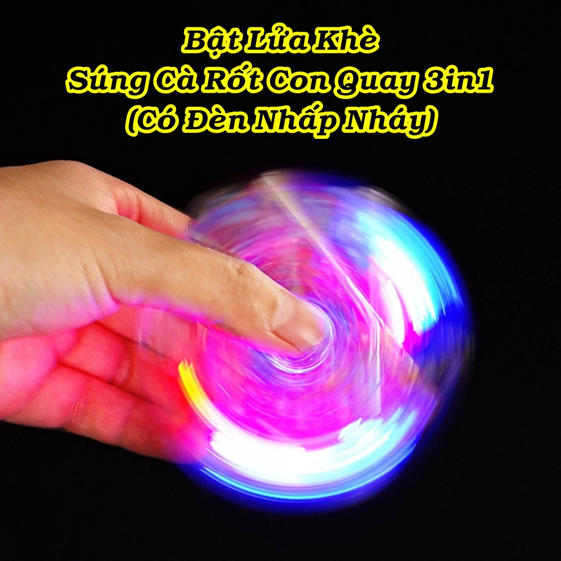 Bật lửa hình súng cà rốt trong suốt có con quay (có đèn nhấp nháy- xài gas)