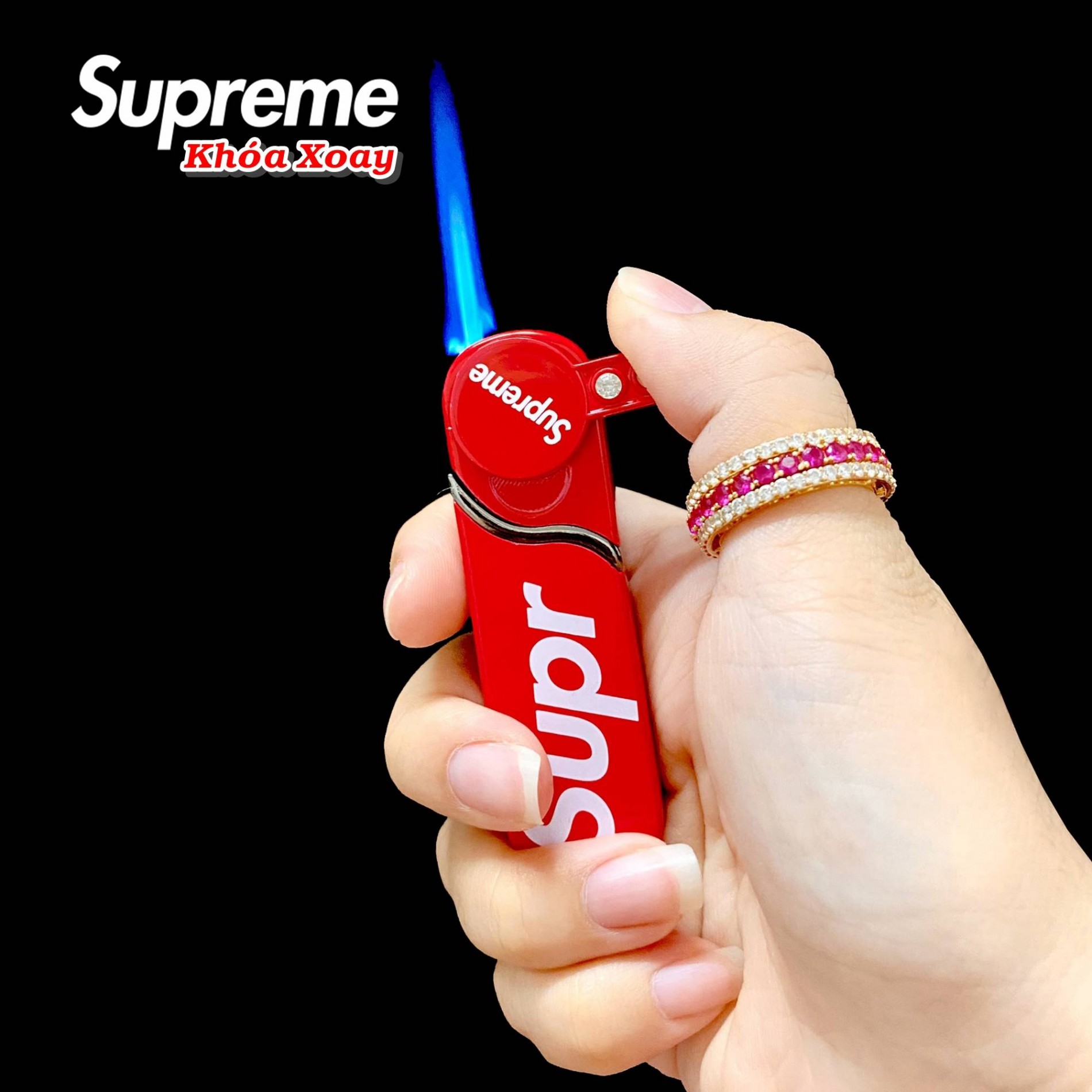 Bật lửa khè Supreme khóa xoay - (xài gas)