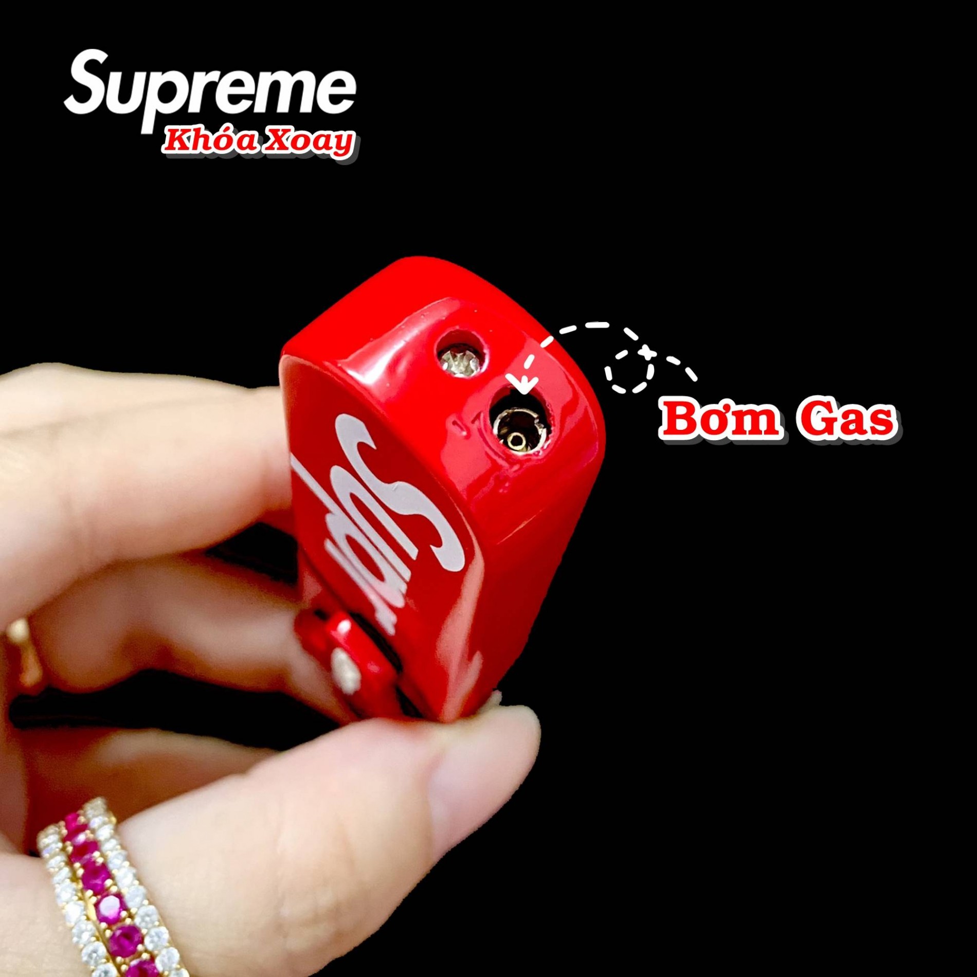 Bật lửa khè Supreme khóa xoay - (xài gas)