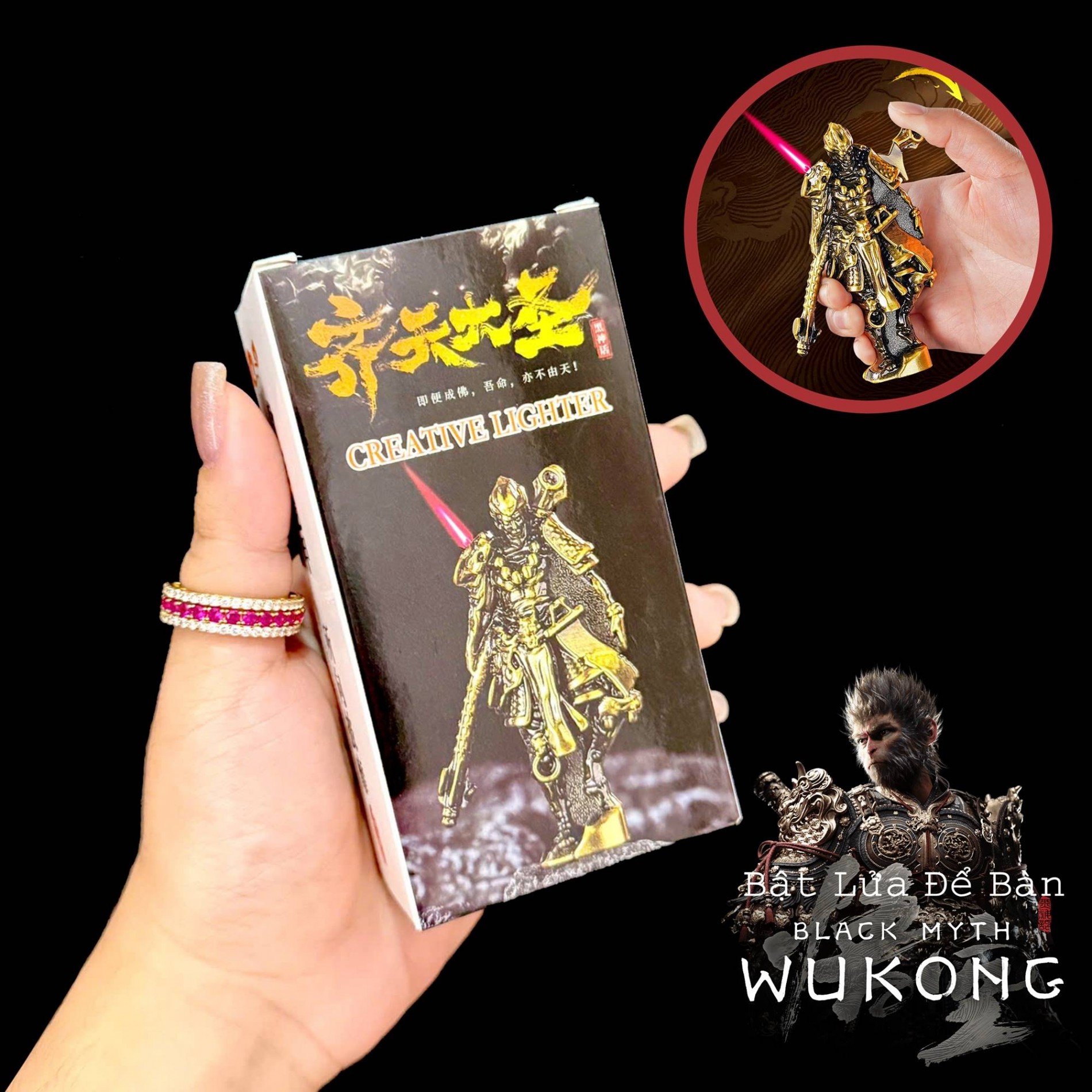 Bật lửa khè hình Wukong bật lửa để bàn xài gas