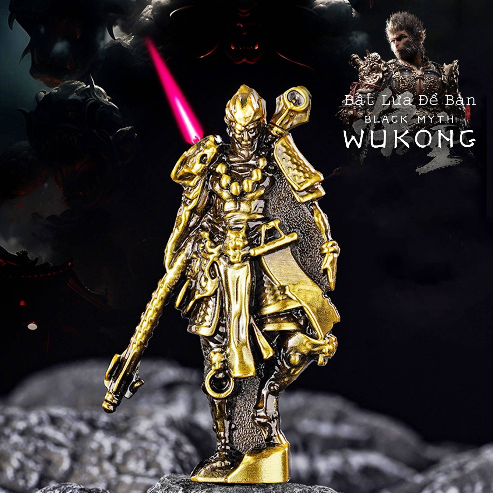 Bật lửa khè hình Wukong bật lửa để bàn xài gas