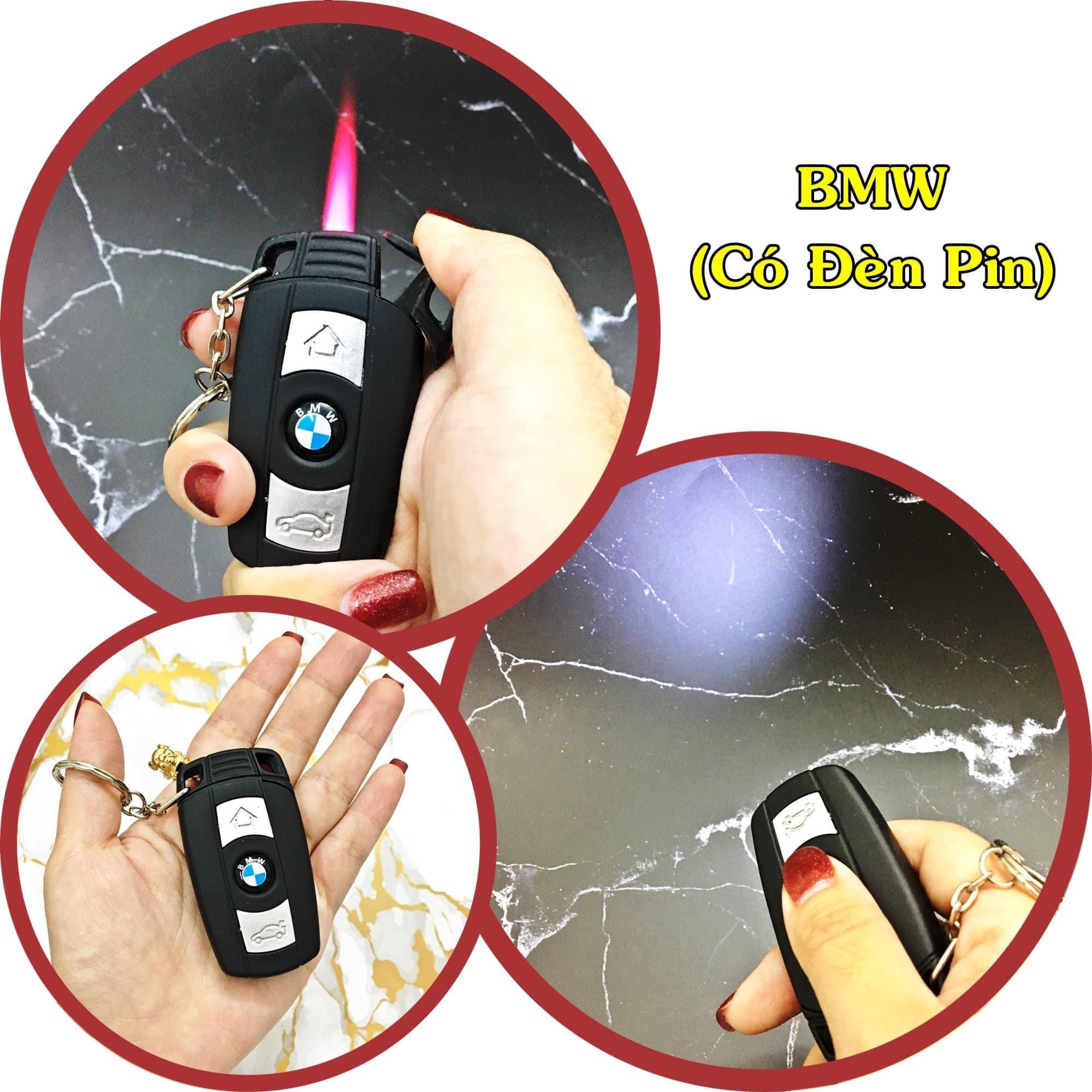 Bật lửa móc khoá xe hơi BMW có đèn pin xài gas lửa khò