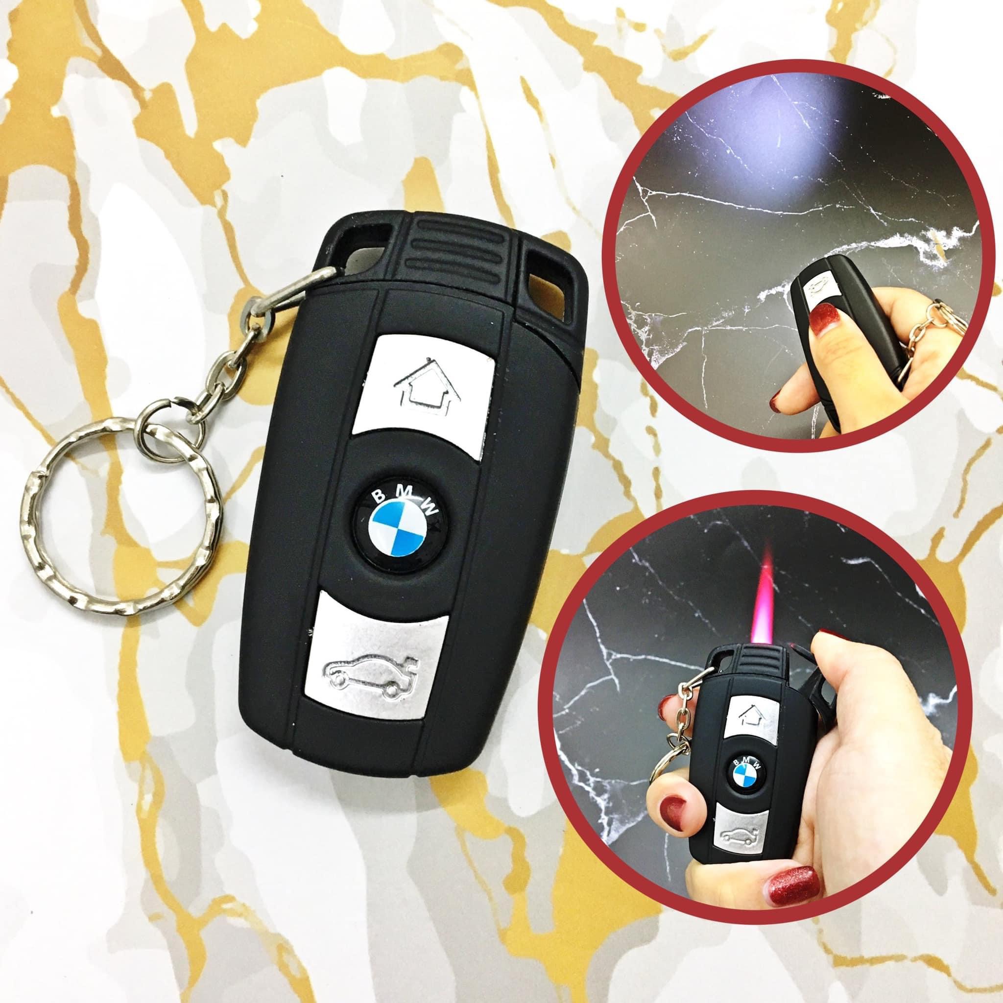Bật lửa móc khoá xe hơi BMW có đèn pin xài gas lửa khò
