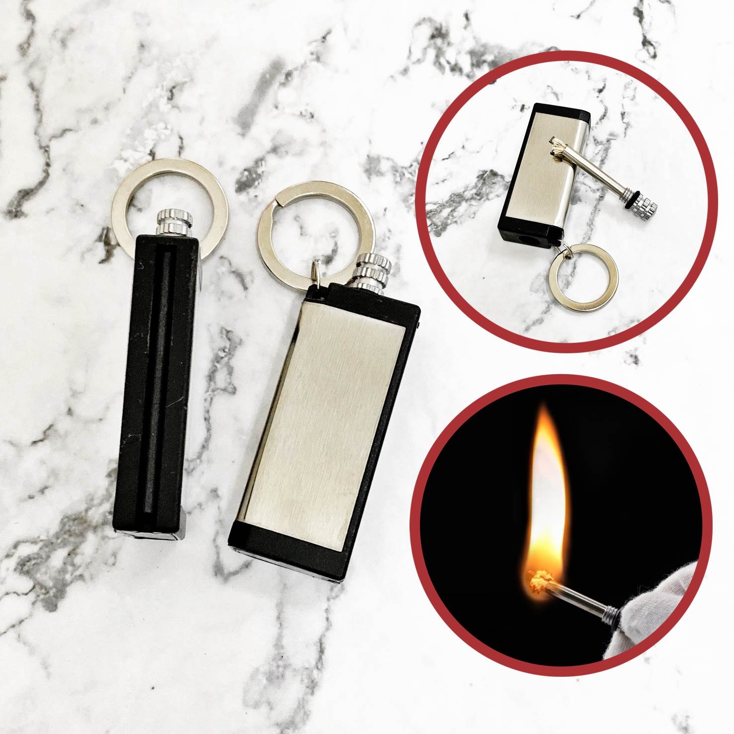 Bật lửa móc khóa diêm xăng chữ nhật
