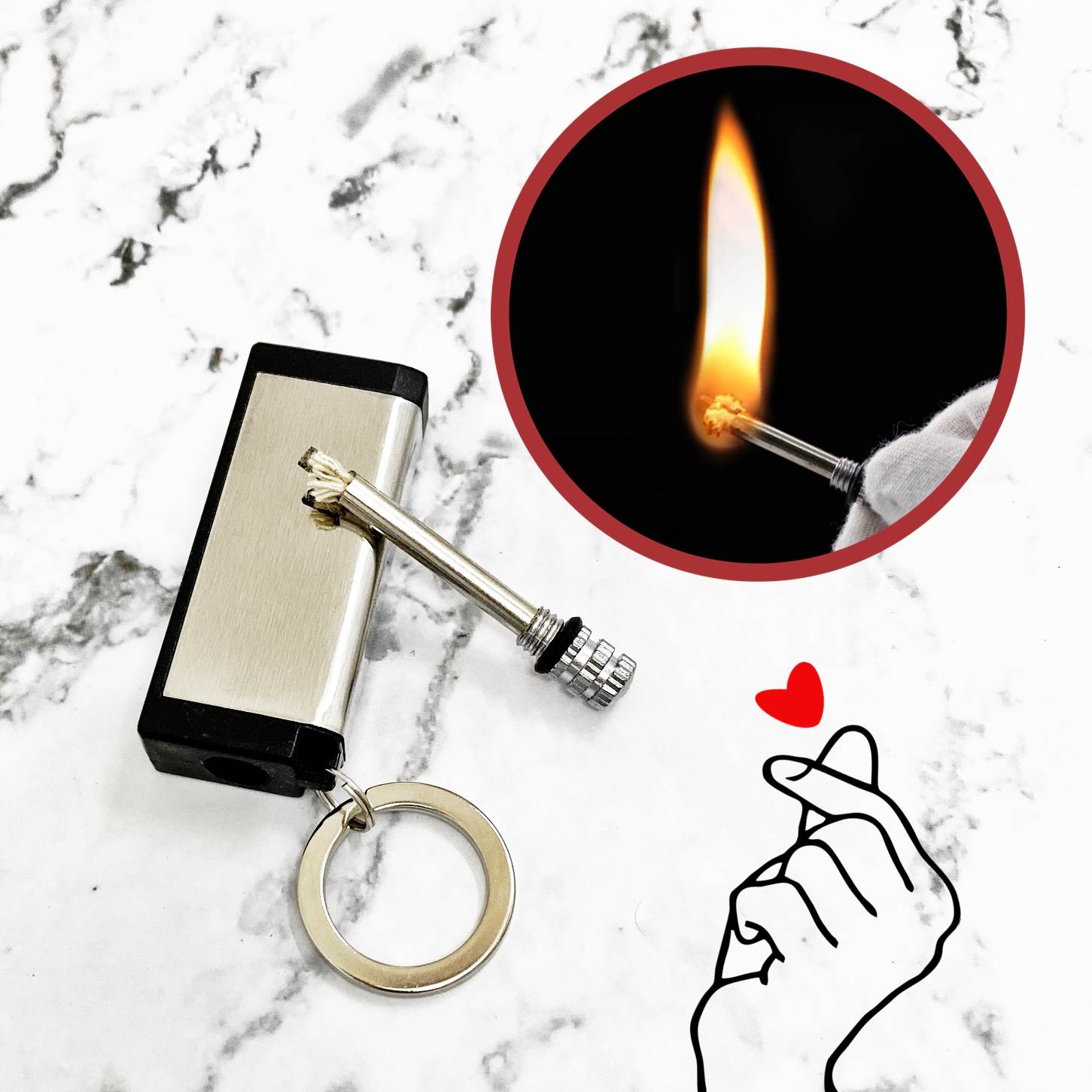 Bật lửa móc khóa diêm xăng chữ nhật