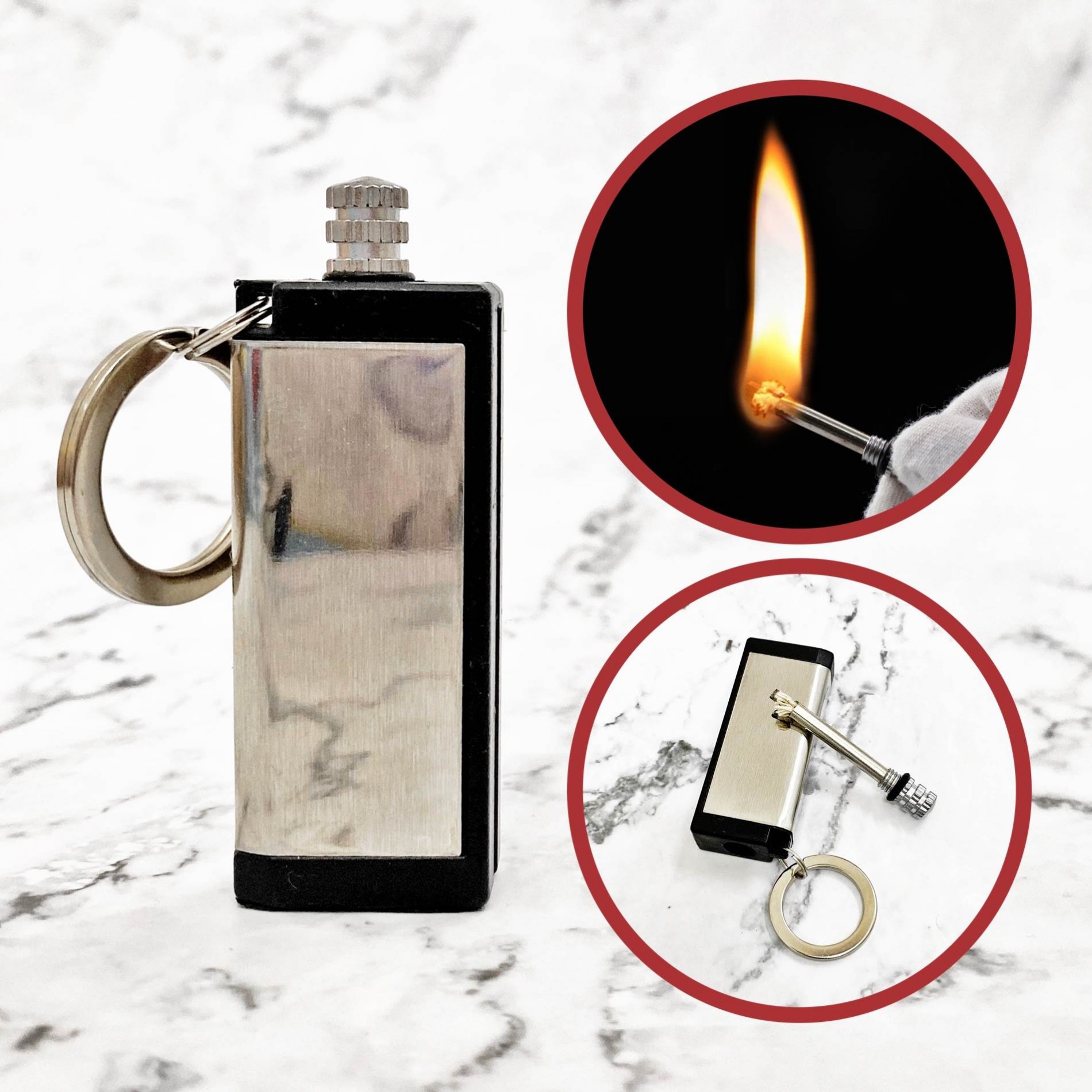 Bật lửa móc khóa diêm xăng chữ nhật