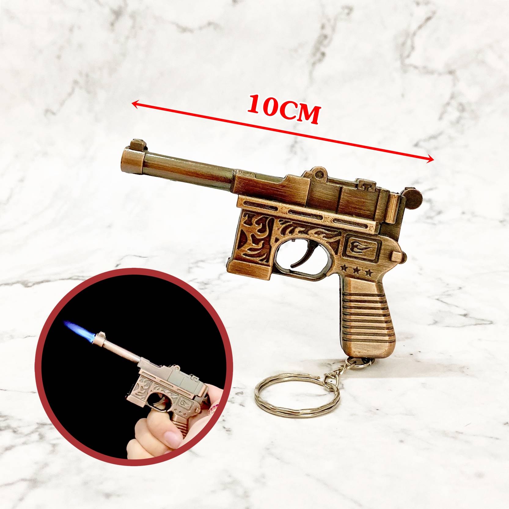 Bật lửa hình súng Mauser mini có móc khóa