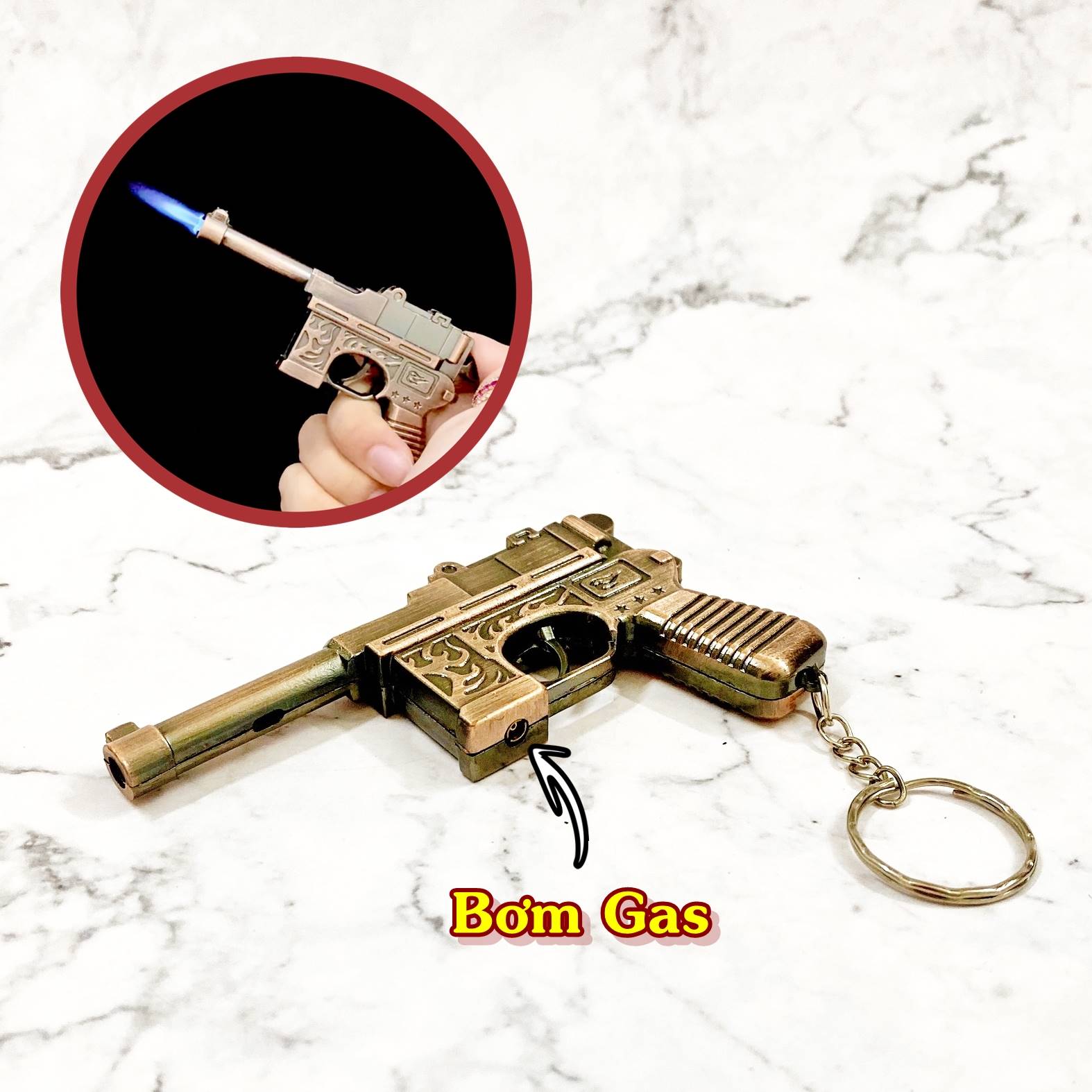 Bật lửa hình súng Mauser mini có móc khóa