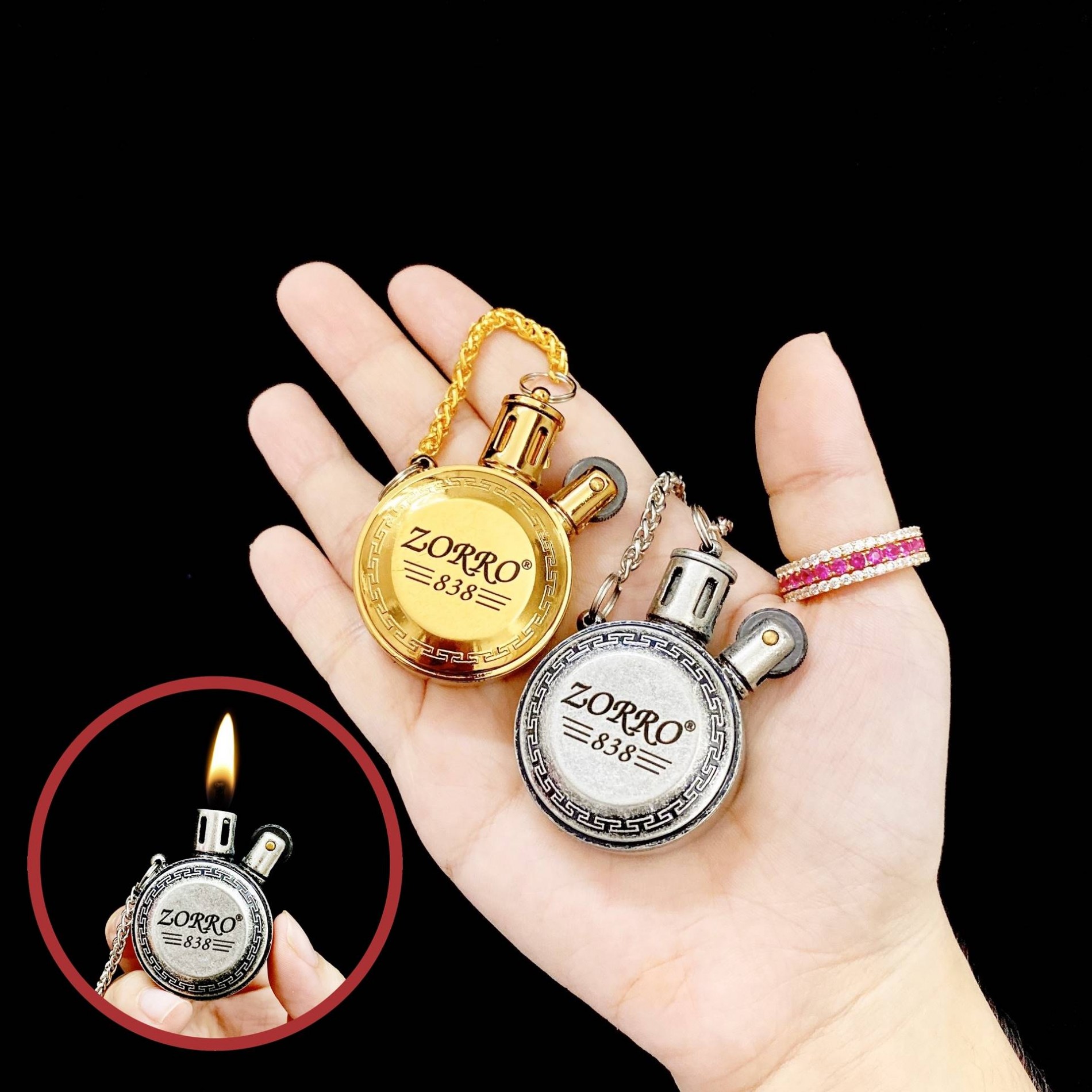 Bật lửa Zorro Z838 kiểu quả quýt xăng đá cổ