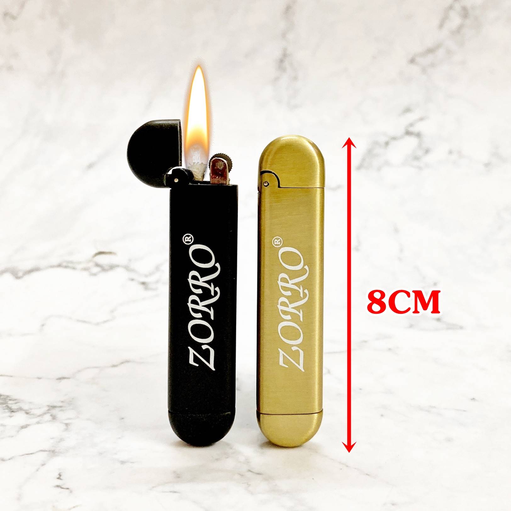 Bật lửa Zorro xăng đá Z898 mỏng dài