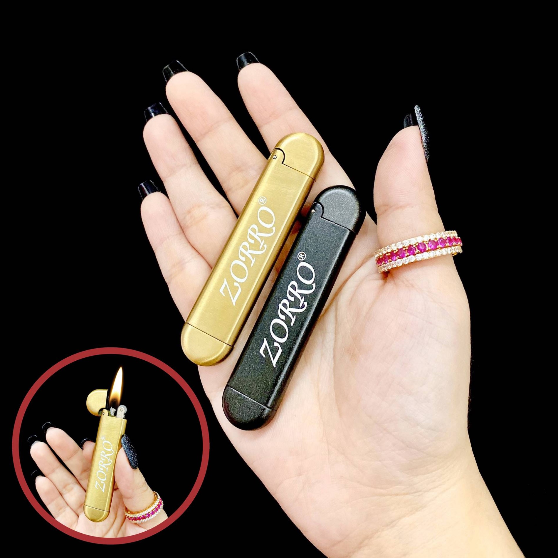 Bật lửa Zorro xăng đá Z898 mỏng dài