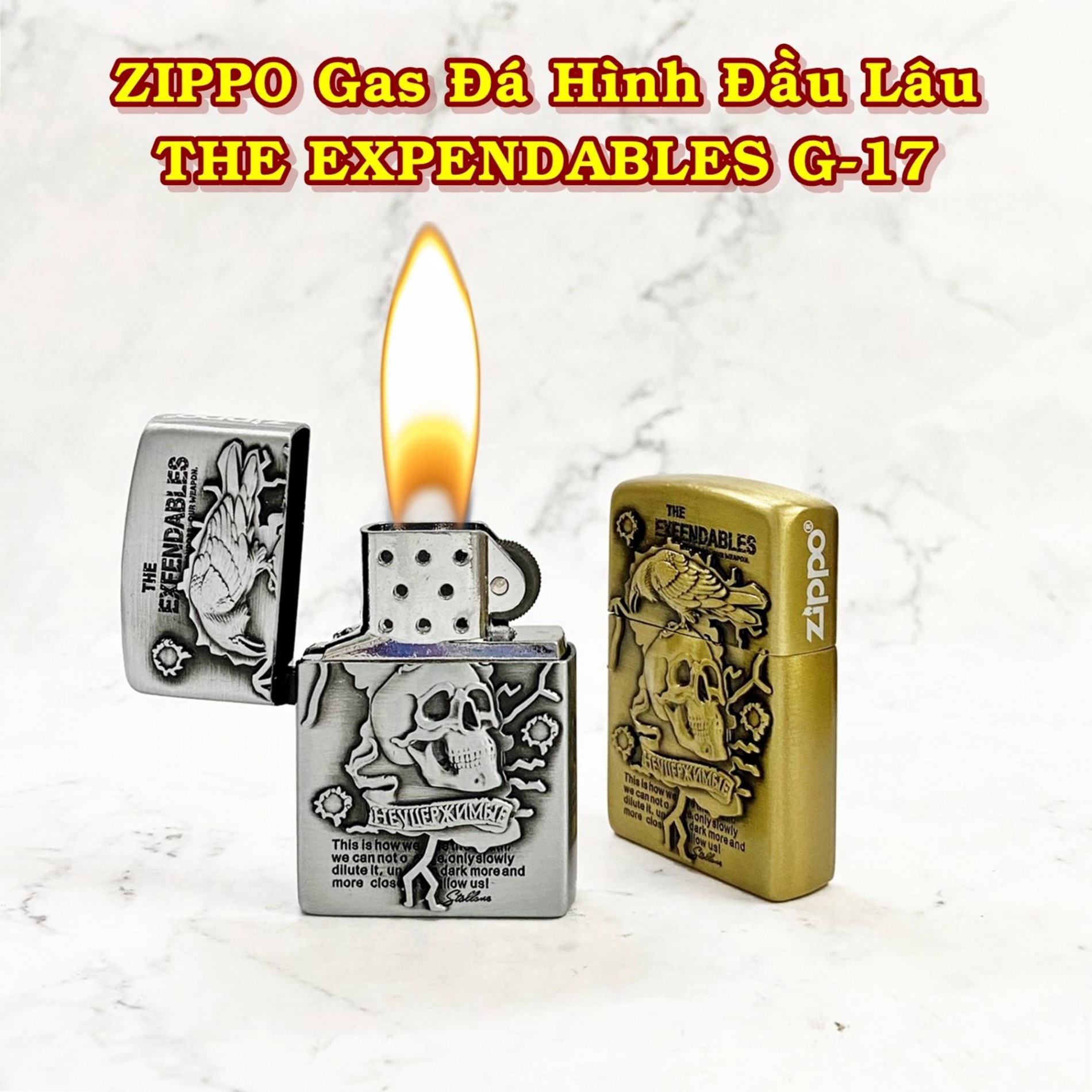 Bật lửa Zippo hình đầu lâu xài gas